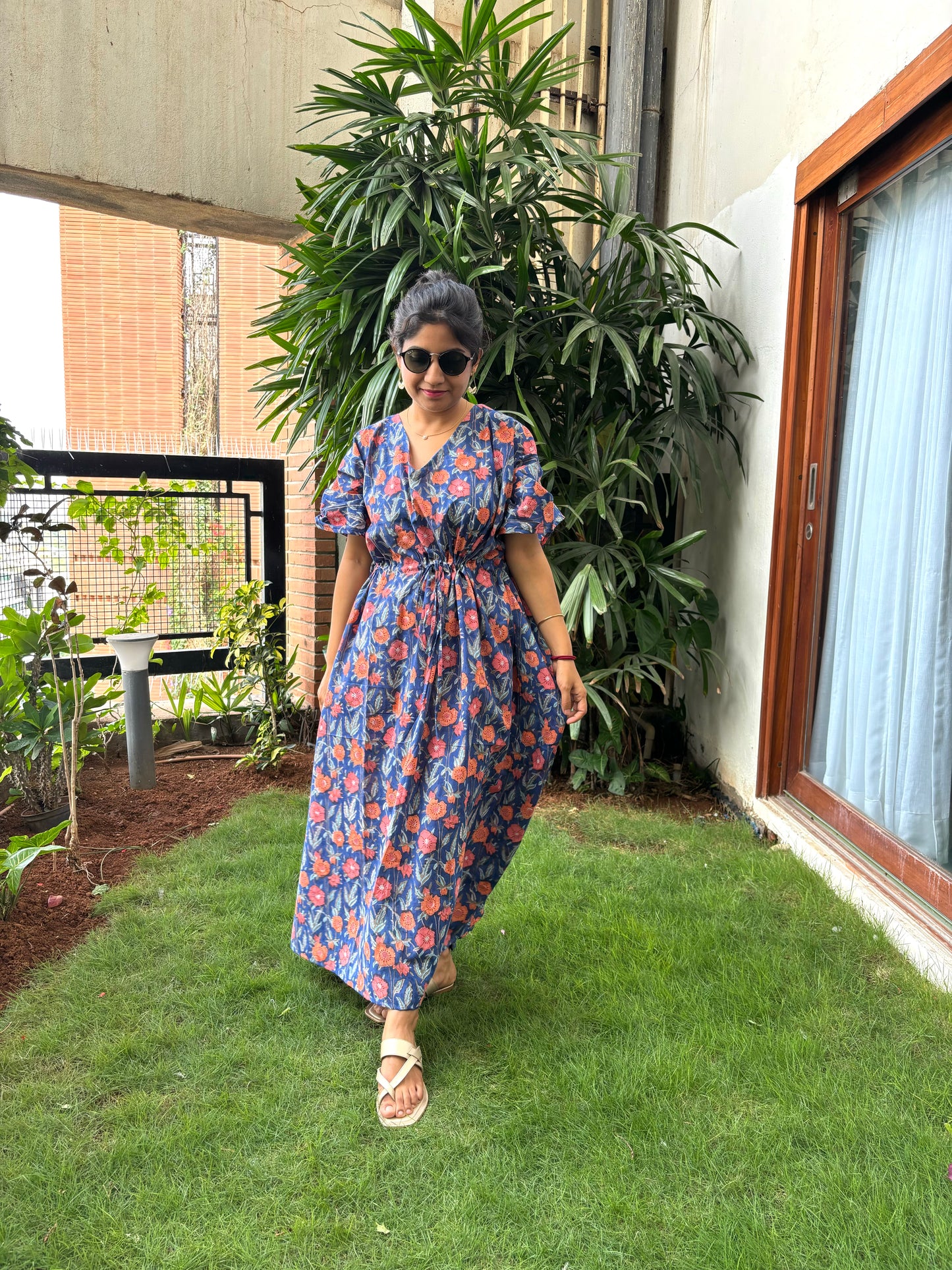 Tropical Bloom Handblock Printed Kaftan