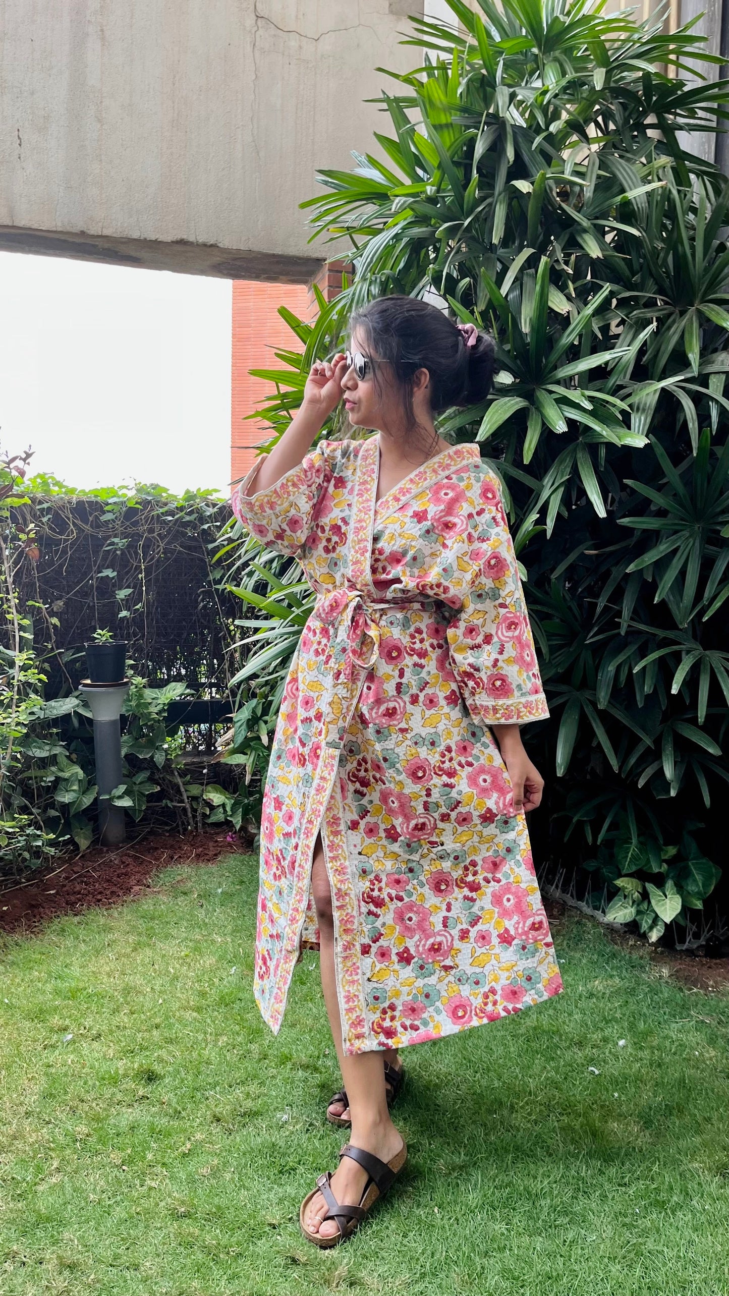 Floral frenzy Waffle Cotton Bathrobe