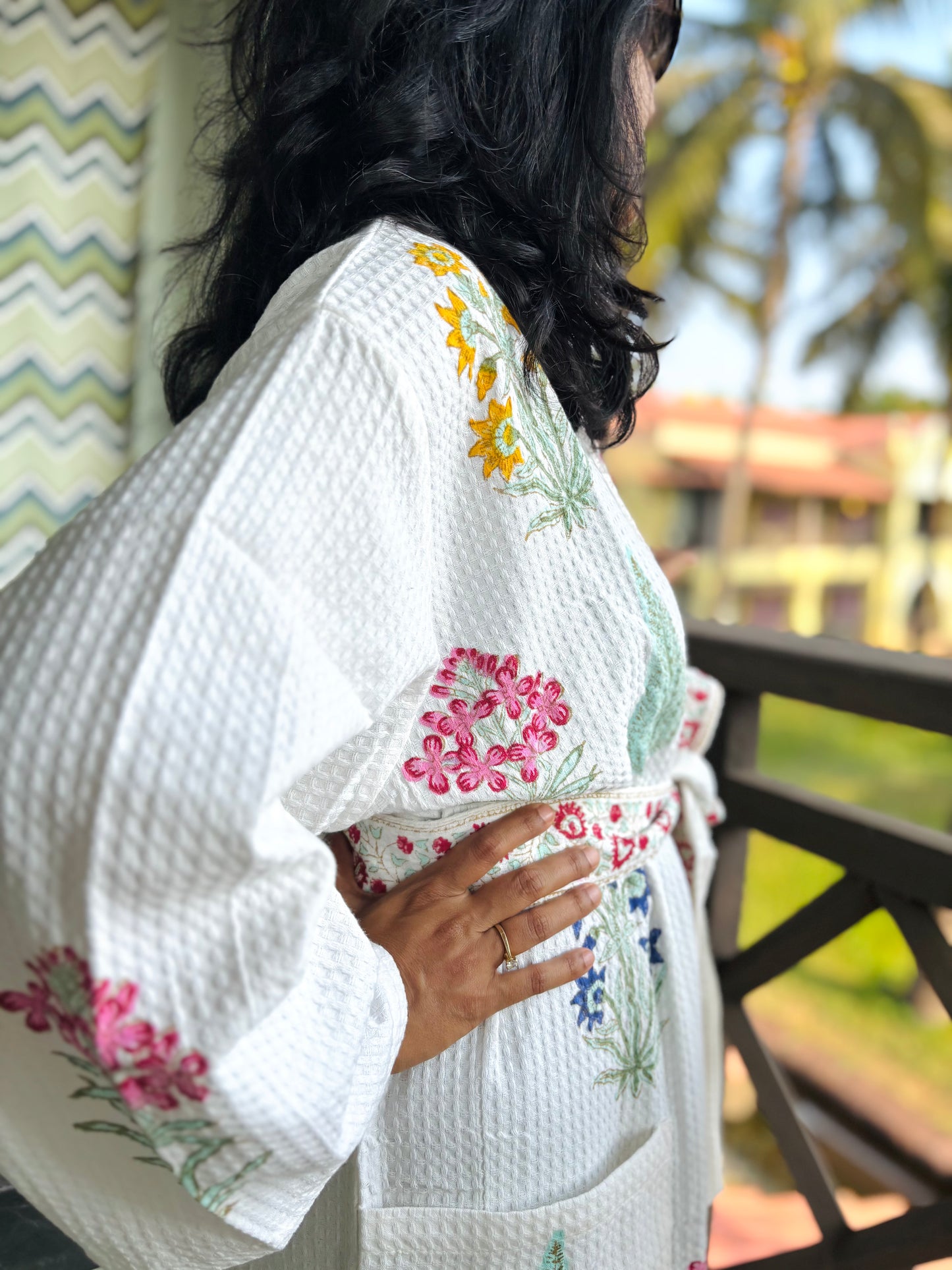 Blossom Blooms Waffle Cotton Bathrobe