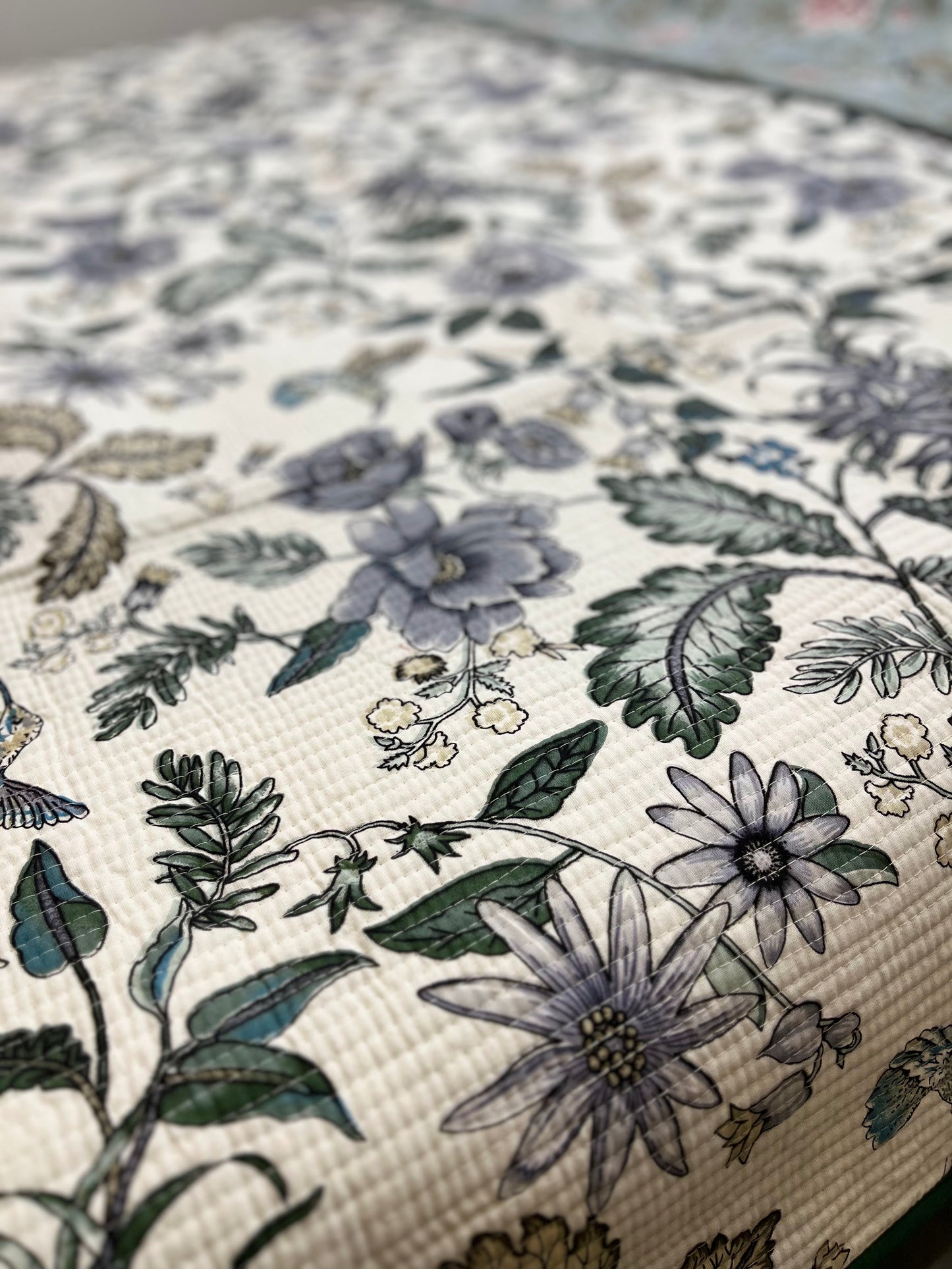 Mint Green Oasis Quilted Bedcover