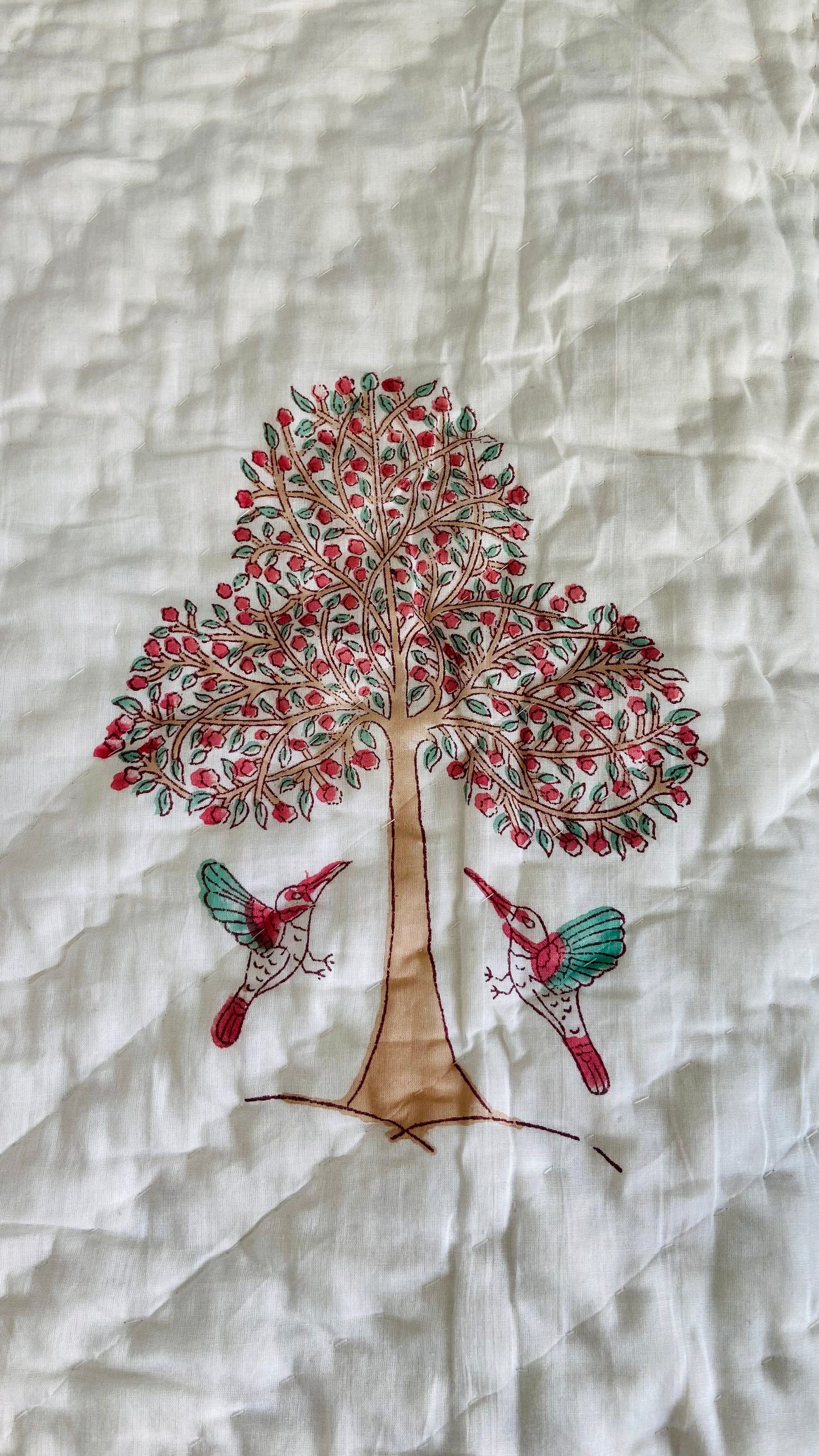 Whispering Bird Reversible Double Bed Cotton Quilt