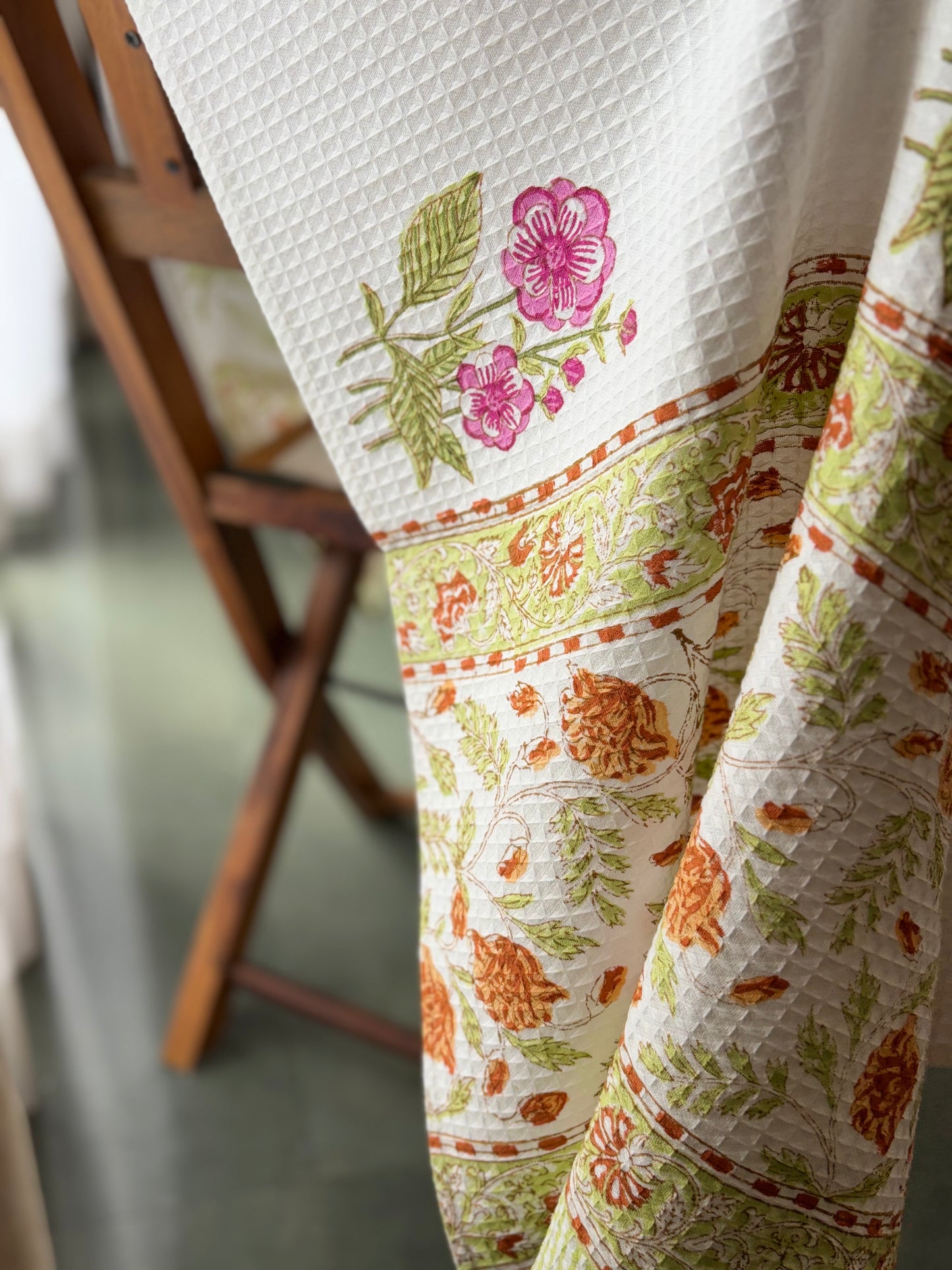 Pink and Yellow Rosy Bath Towel