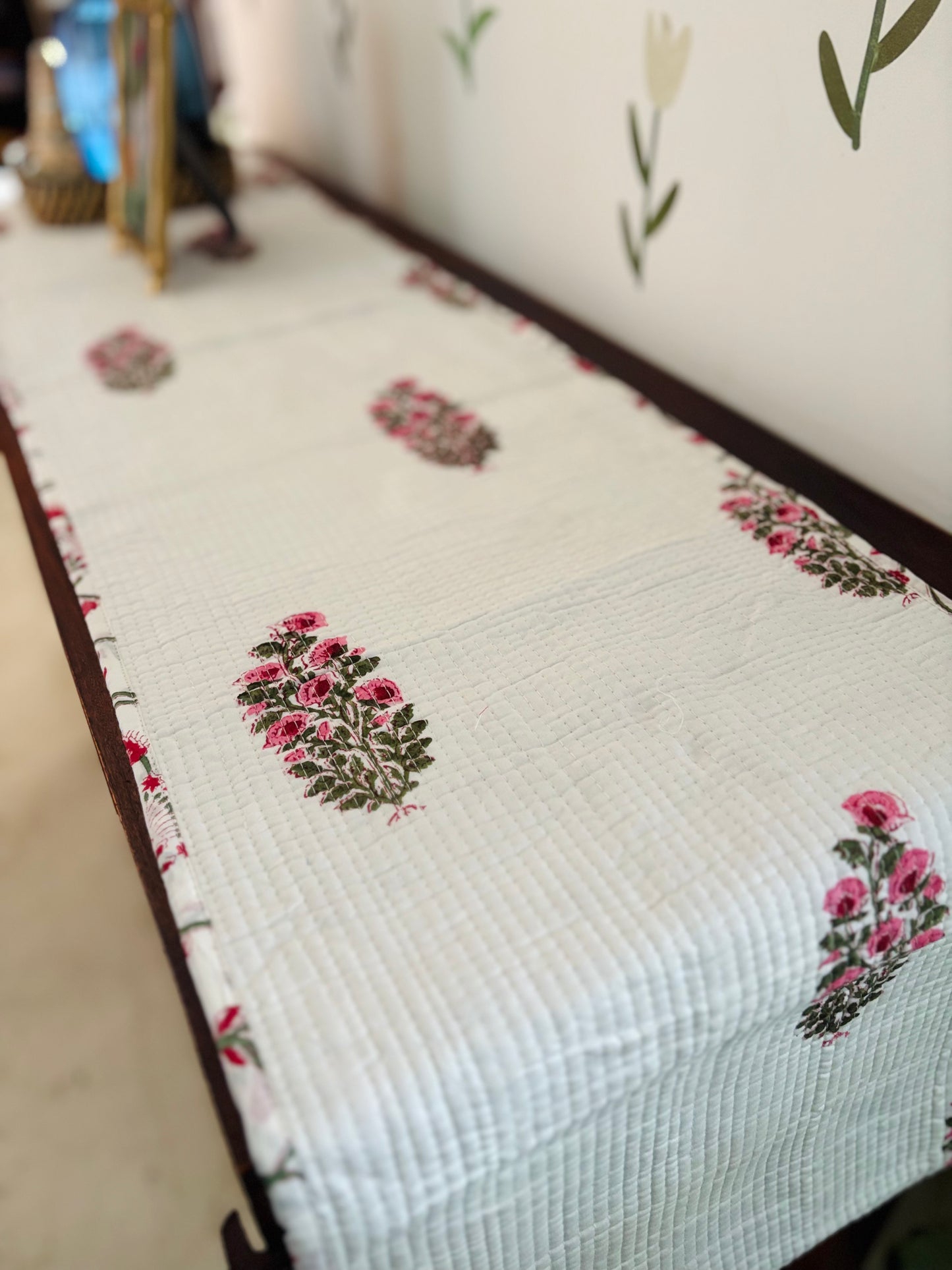 Pink Petunia Quilted & Reversible Table Runner