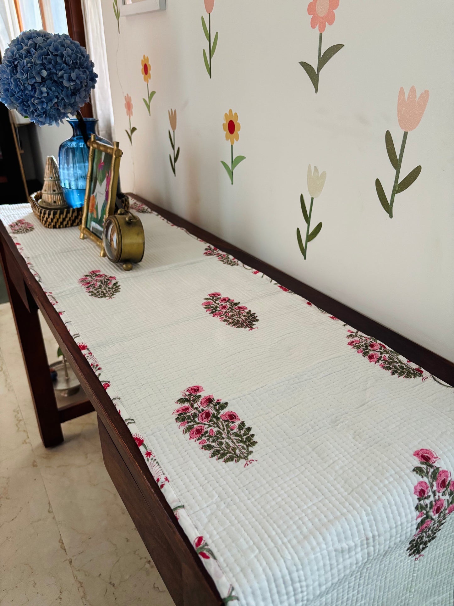 Pink Petunia Quilted & Reversible Table Runner