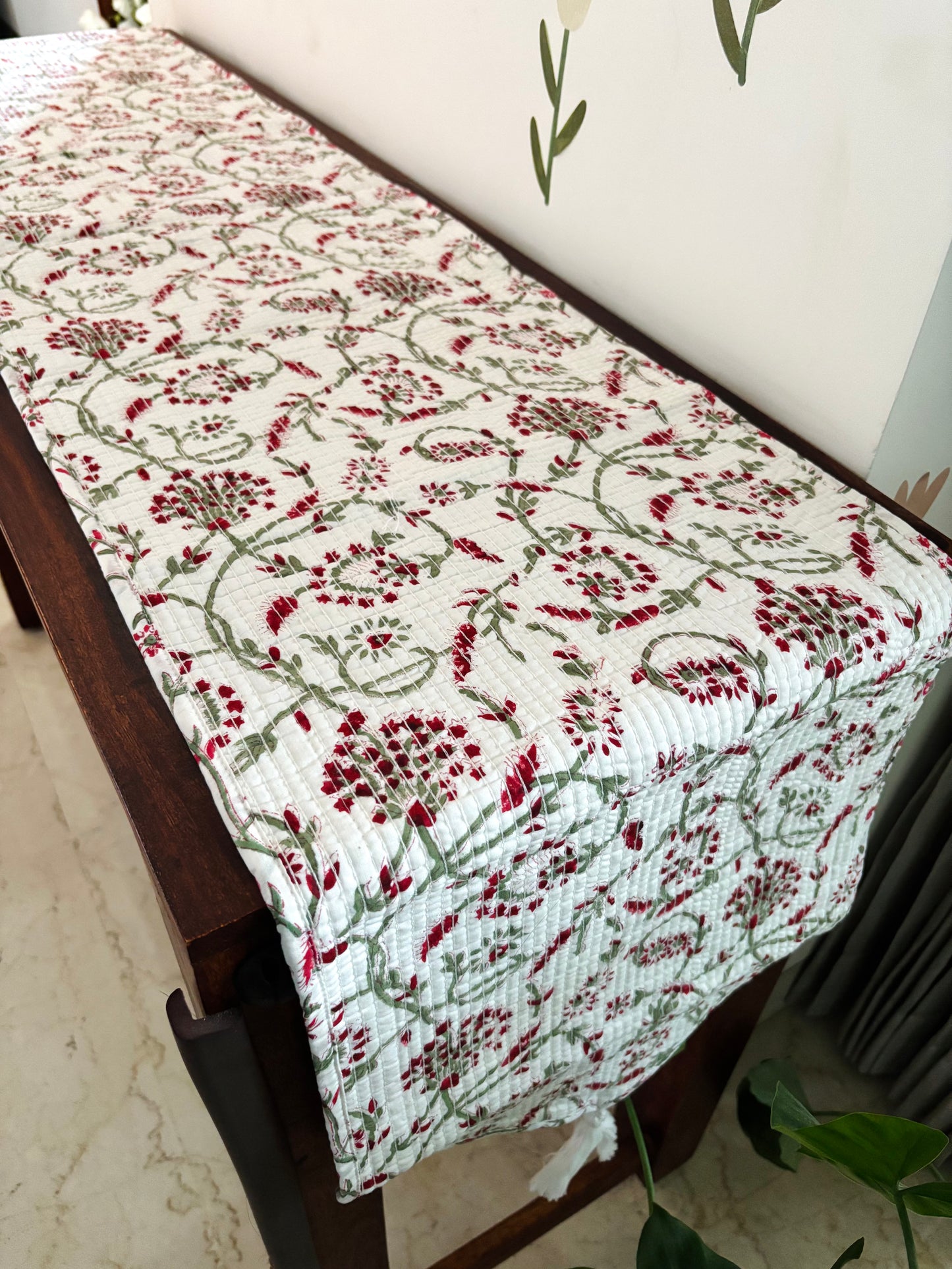 Pink Petunia Quilted & Reversible Table Runner