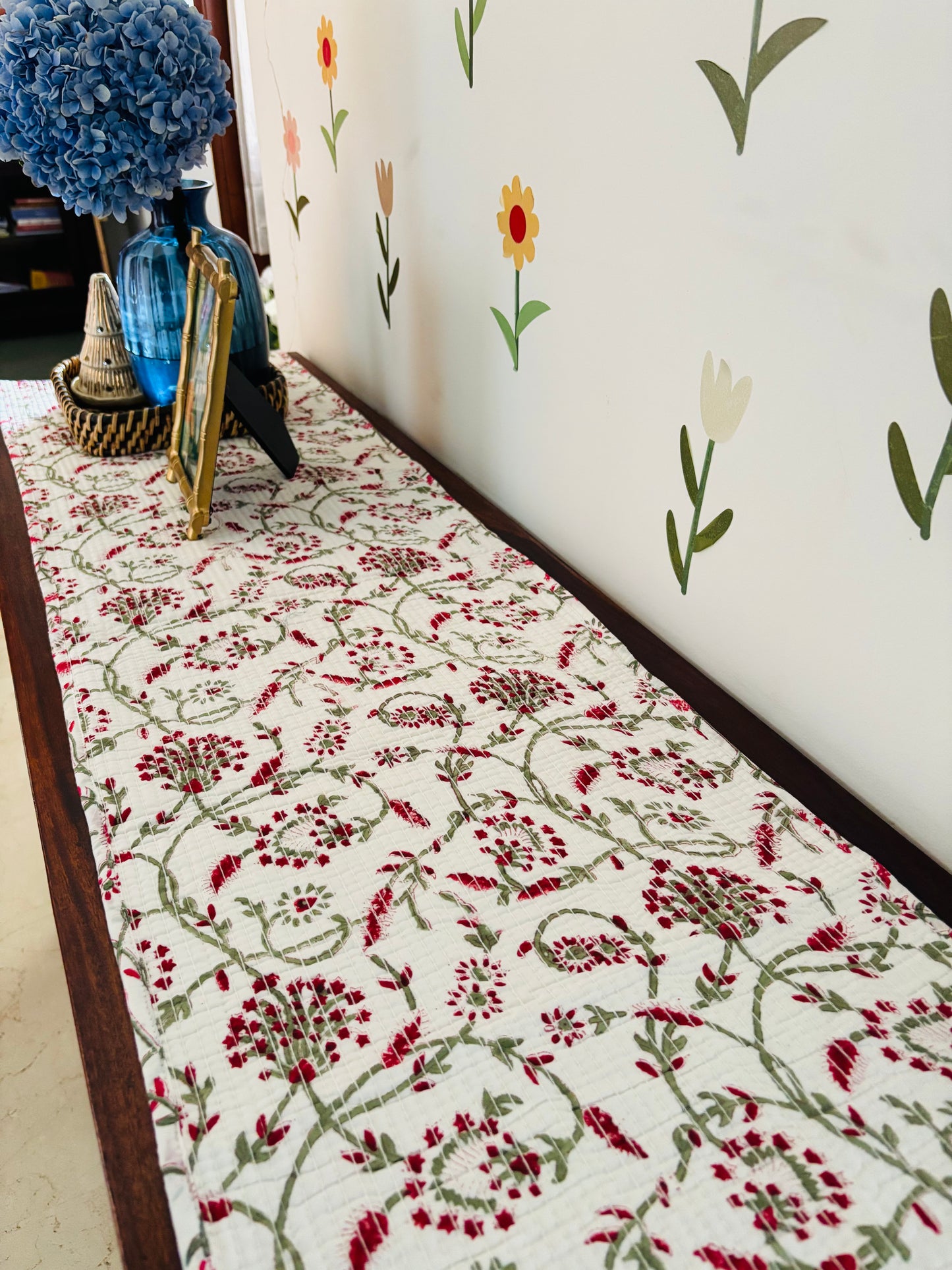 Pink Petunia Quilted & Reversible Table Runner