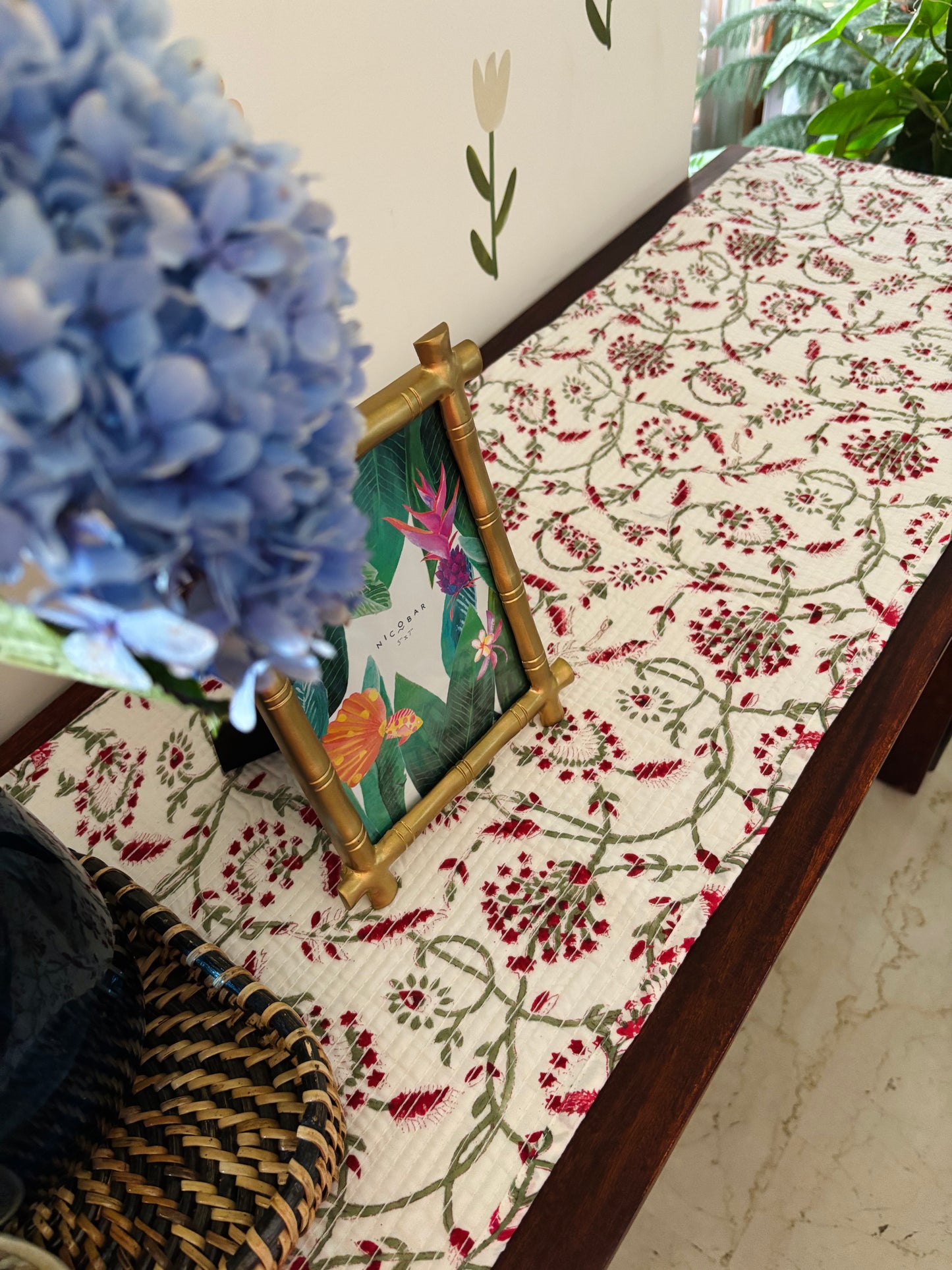 Pink Petunia Quilted & Reversible Table Runner