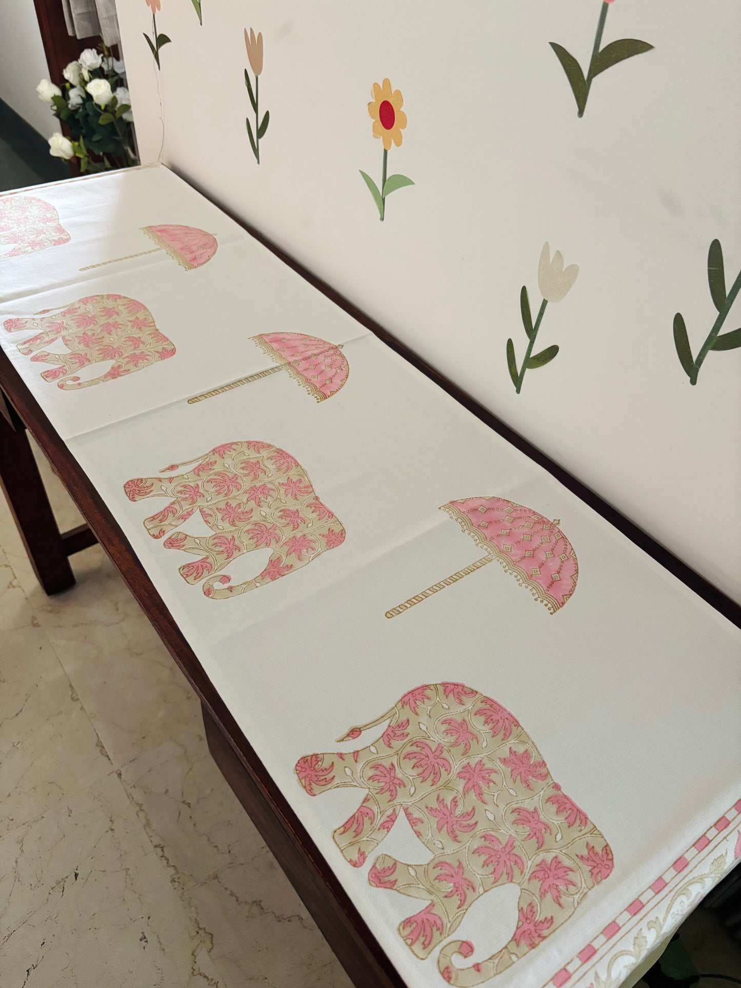 Elephant blockprinted Table Runner