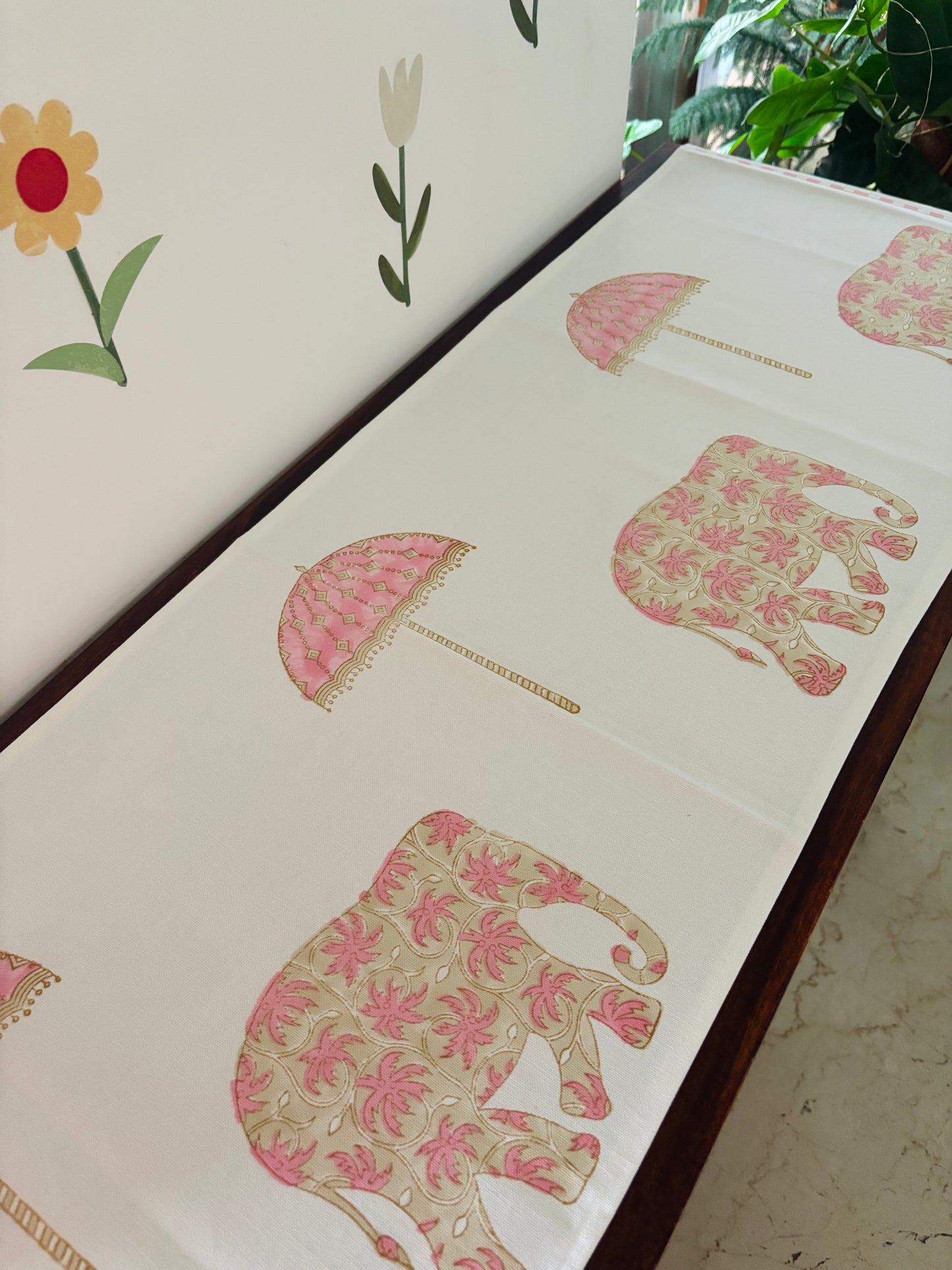 Elephant blockprinted Table Runner