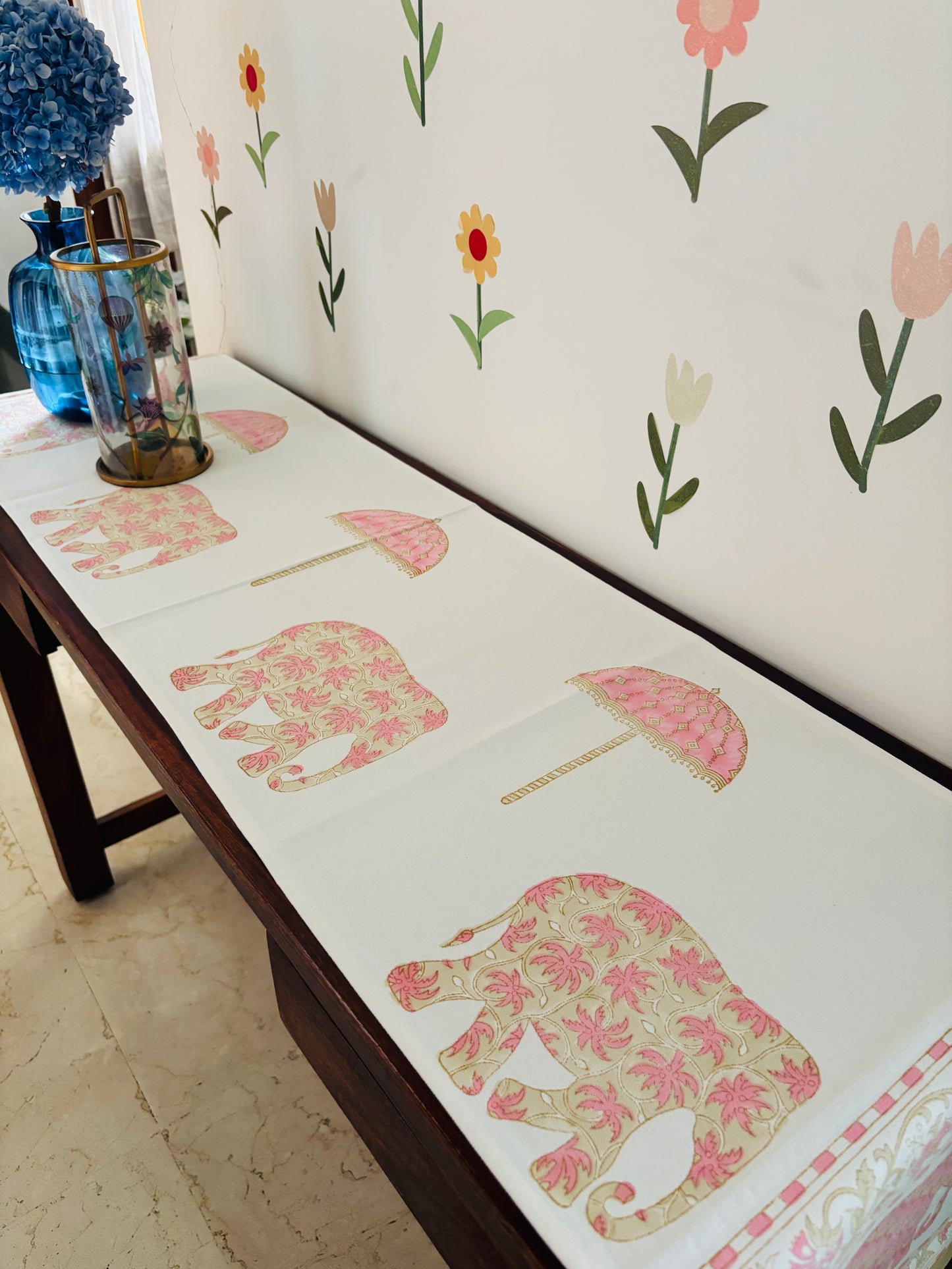 Elephant blockprinted Table Runner