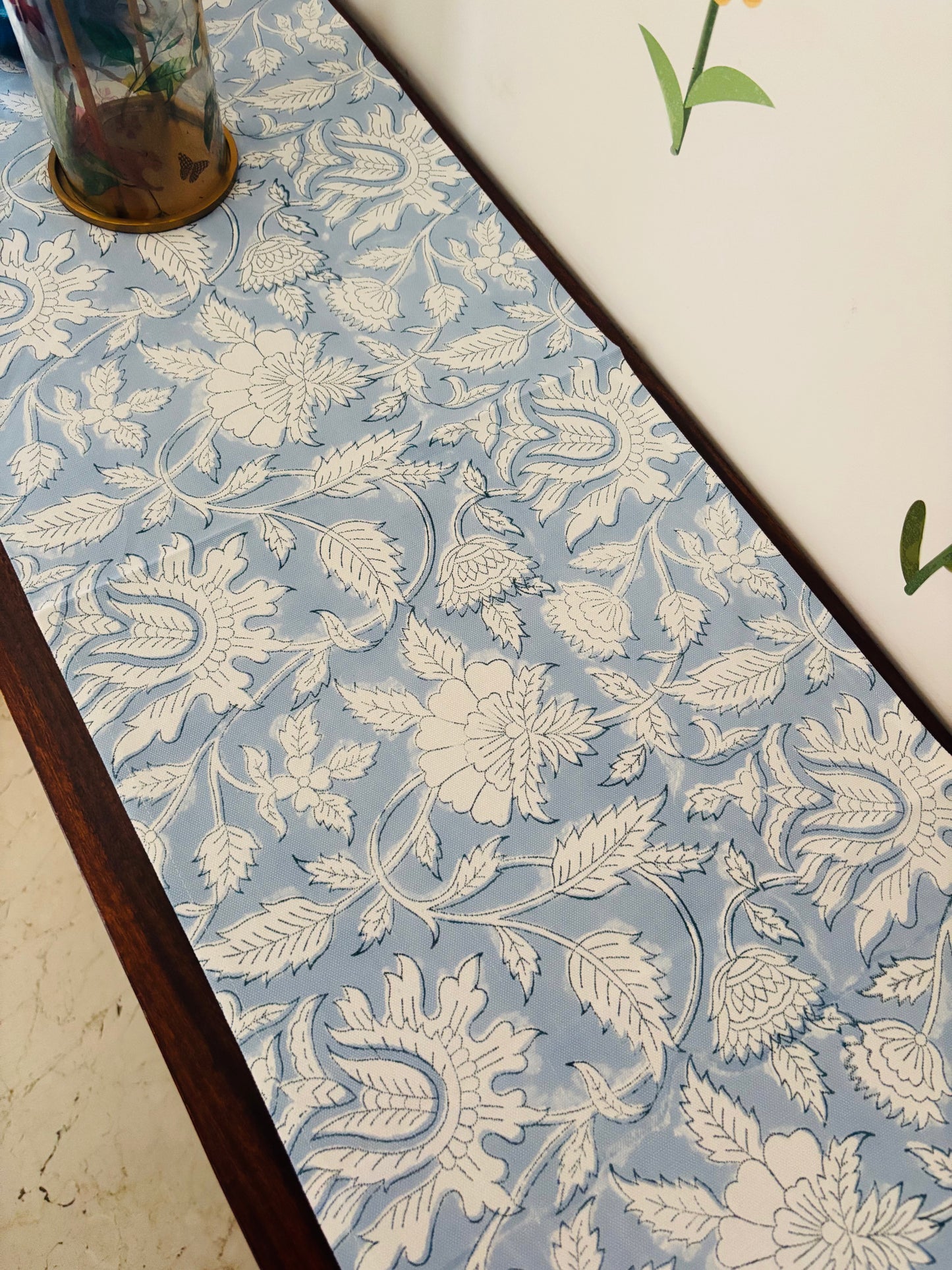 Sky blue floral Table Runner
