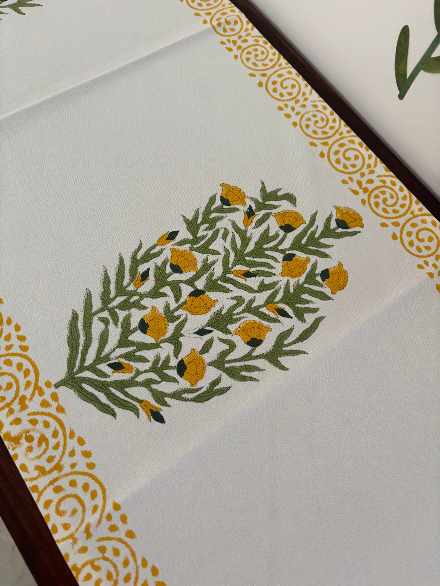 Yellow green motif Table Runner
