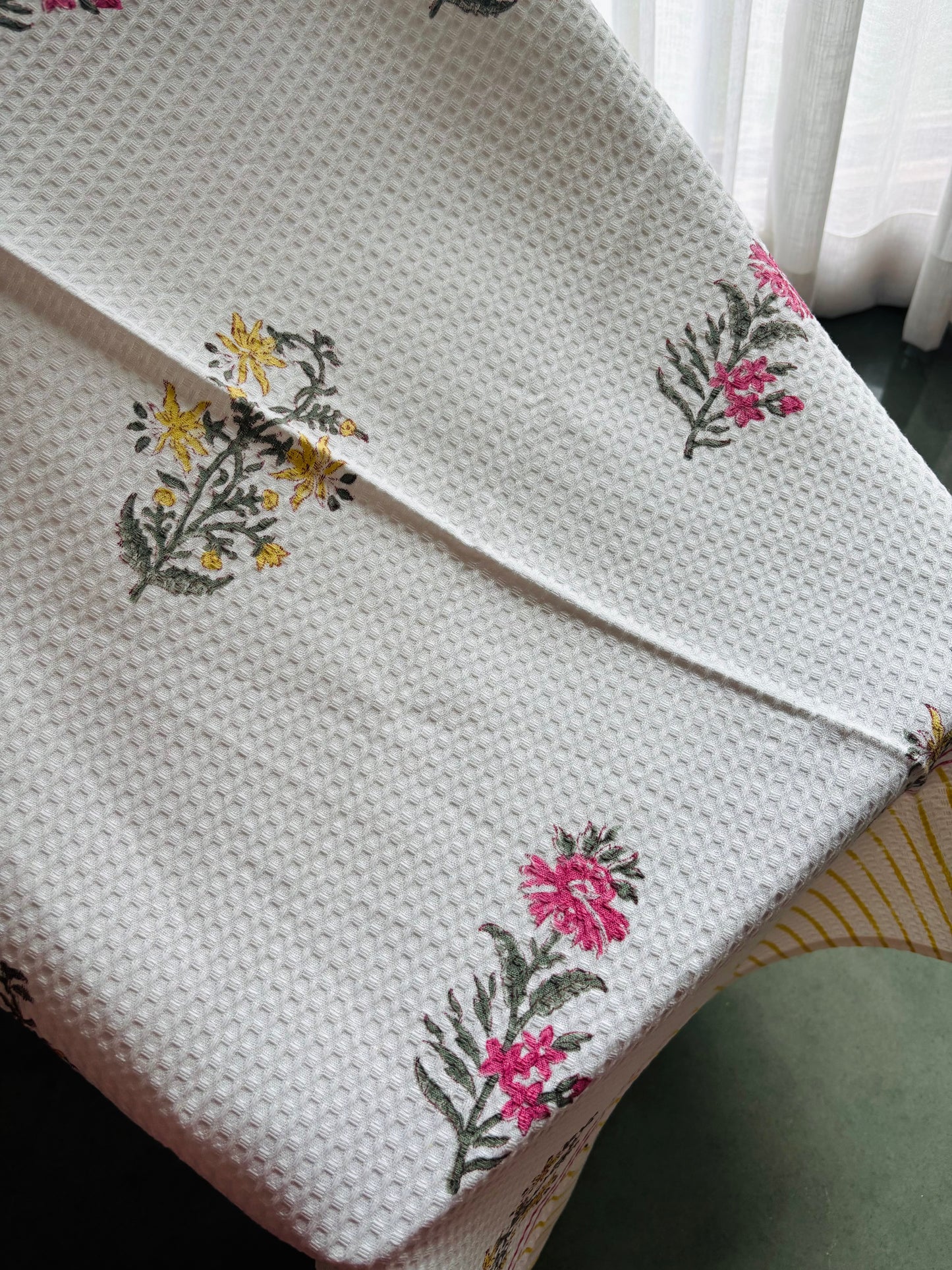 Pink yellow floral garden Bath Towel