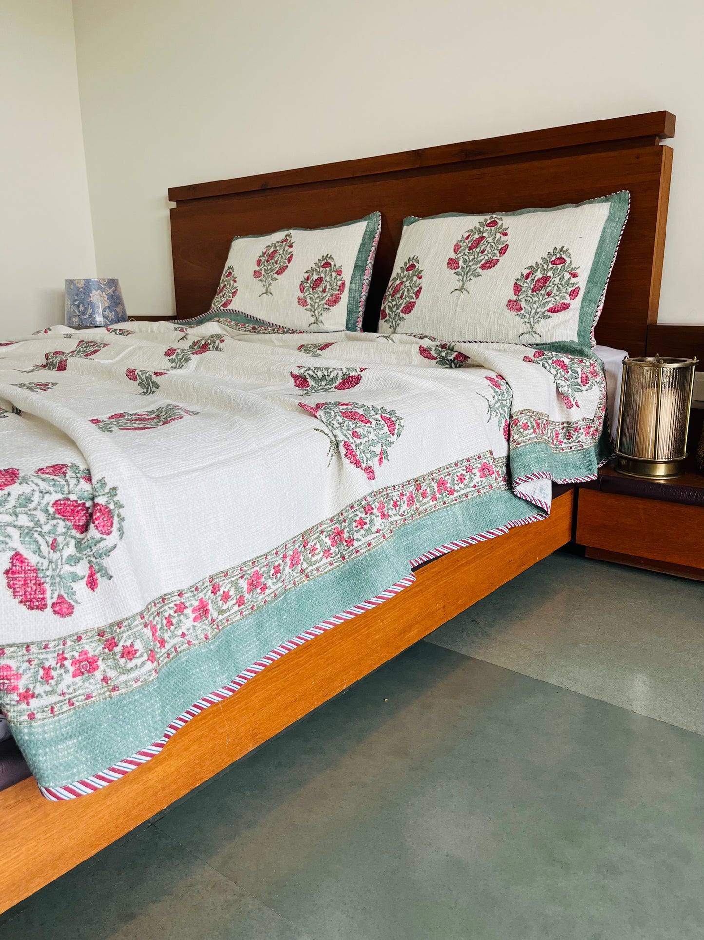 Azure Breeze Jute Bedcover