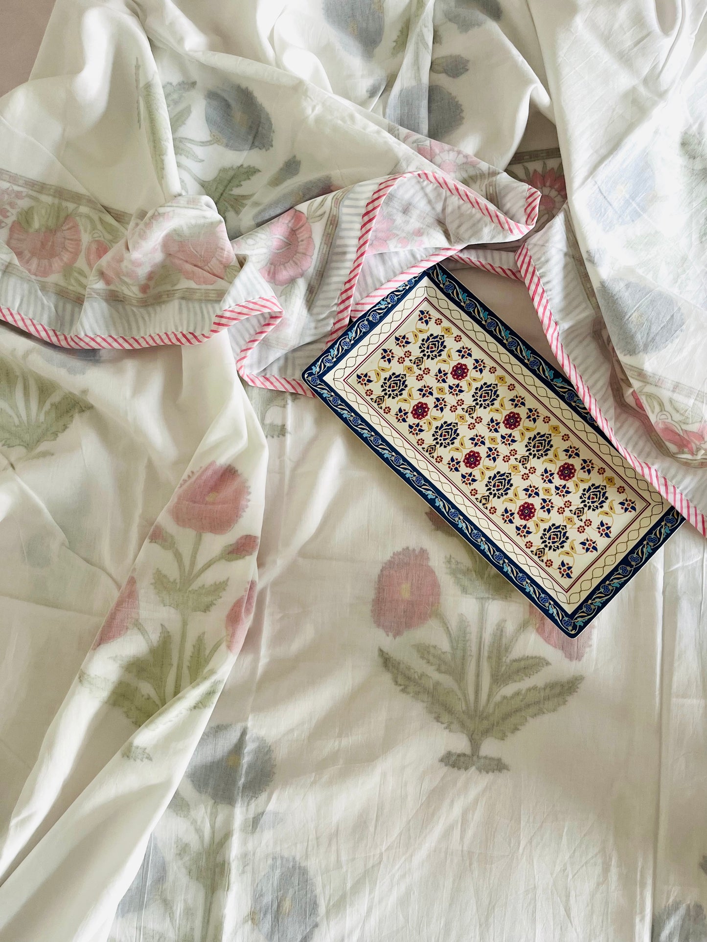 Garnet Garden 3D Reversible Single Bed Mulmul Dohar