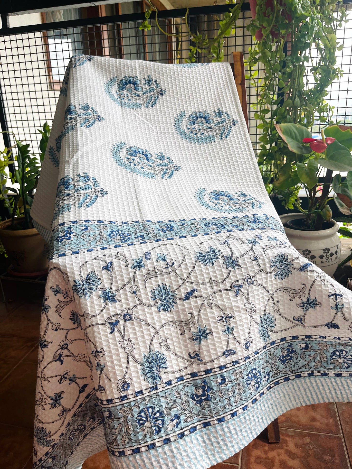 Oceanic Blossom Blue Bath Towel