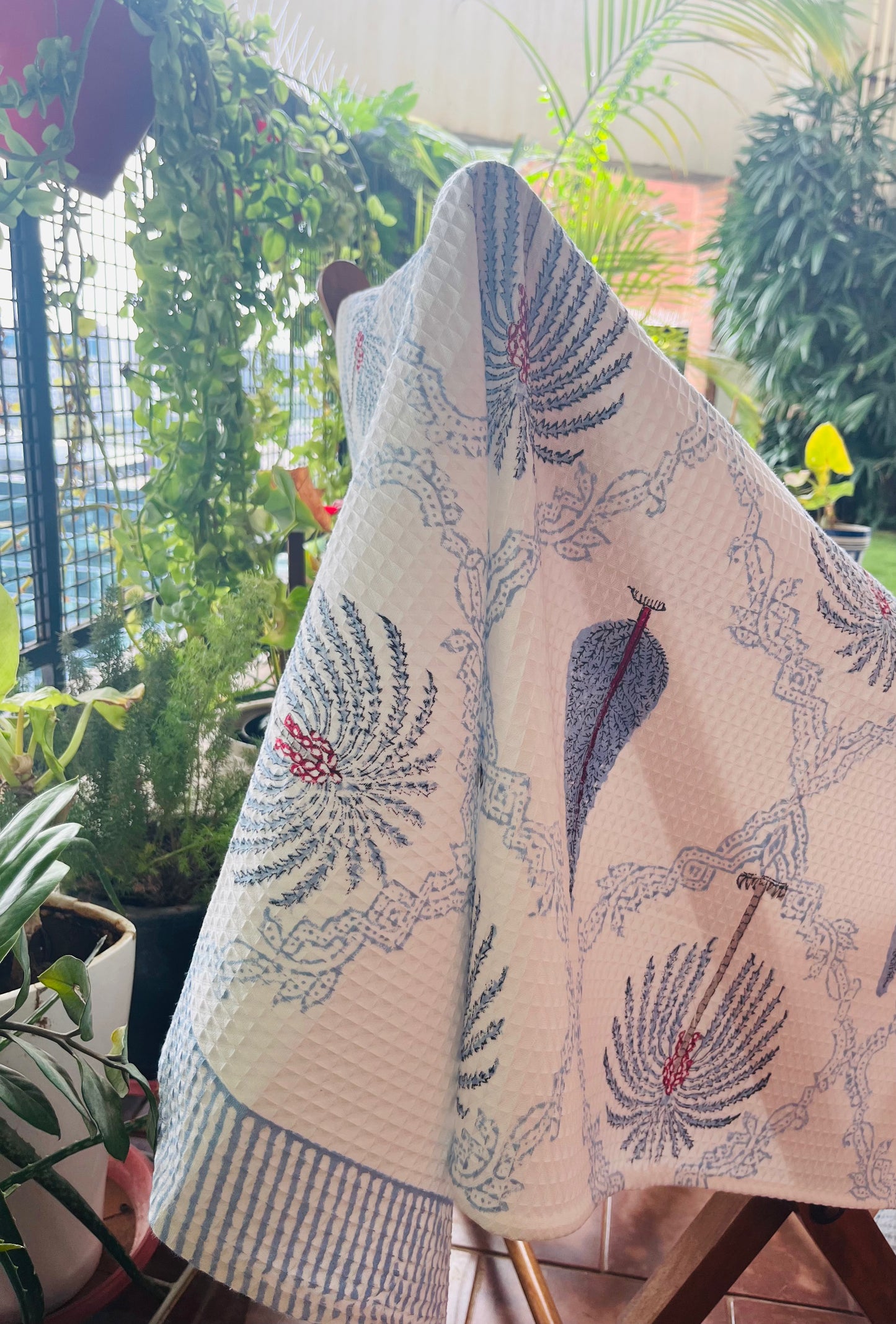 Cypress leaf Blue Bath Towel