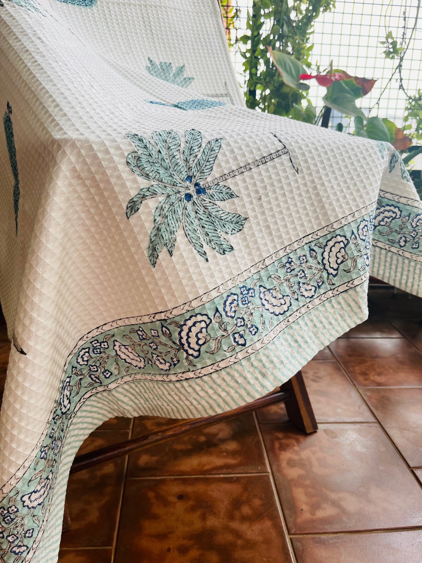 Teal Blue Spring Blossom Bath Towel