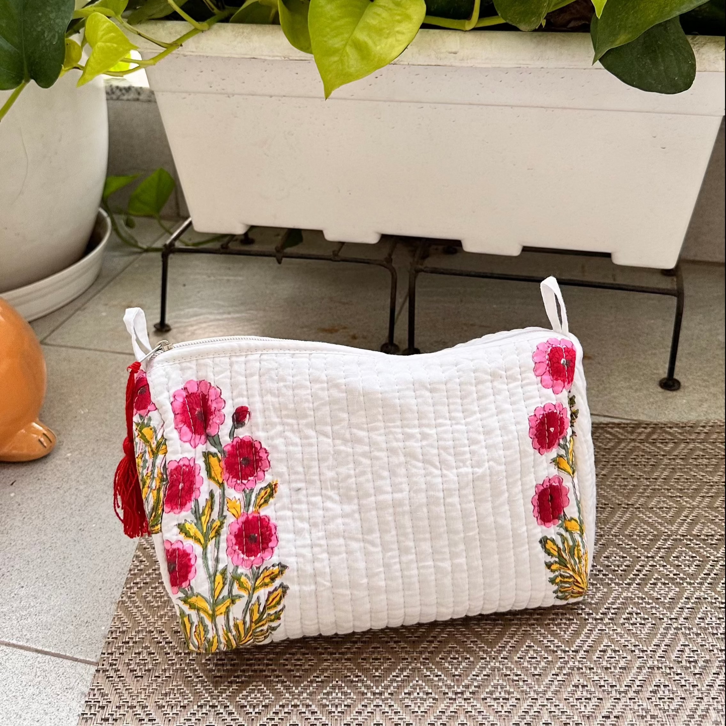 Multipurpose Pouch - Red White floral