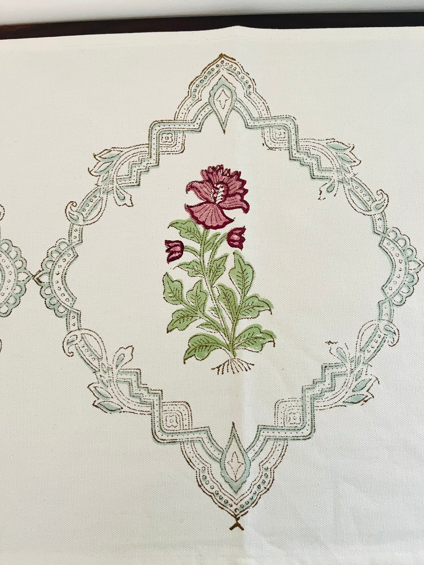 Tranquil Rose Blockprint Table Runner