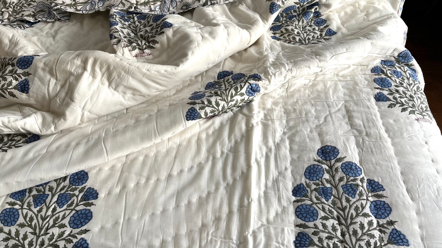 Blue Beauty Reversible Cotton King Sized Quilt
