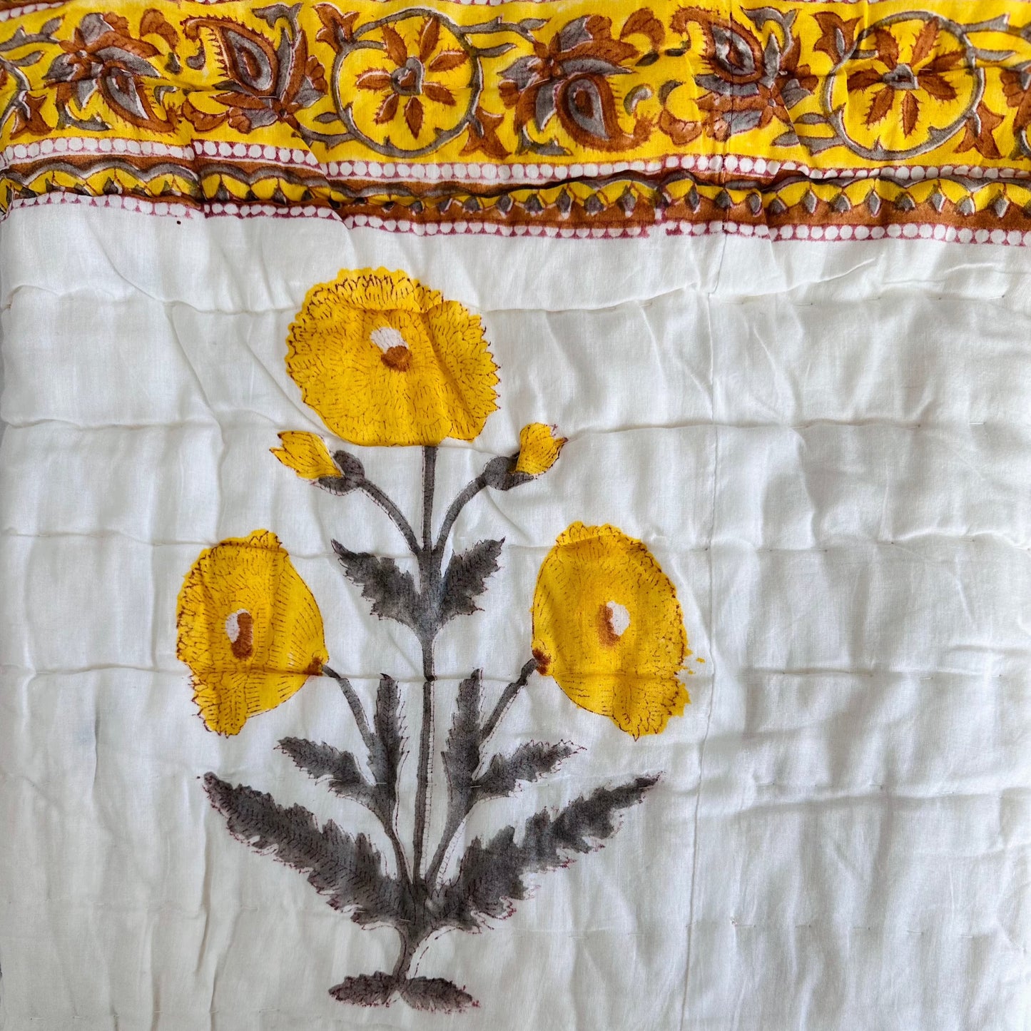 Sunflower Delight Reversible Single Bed Cotton Quilt