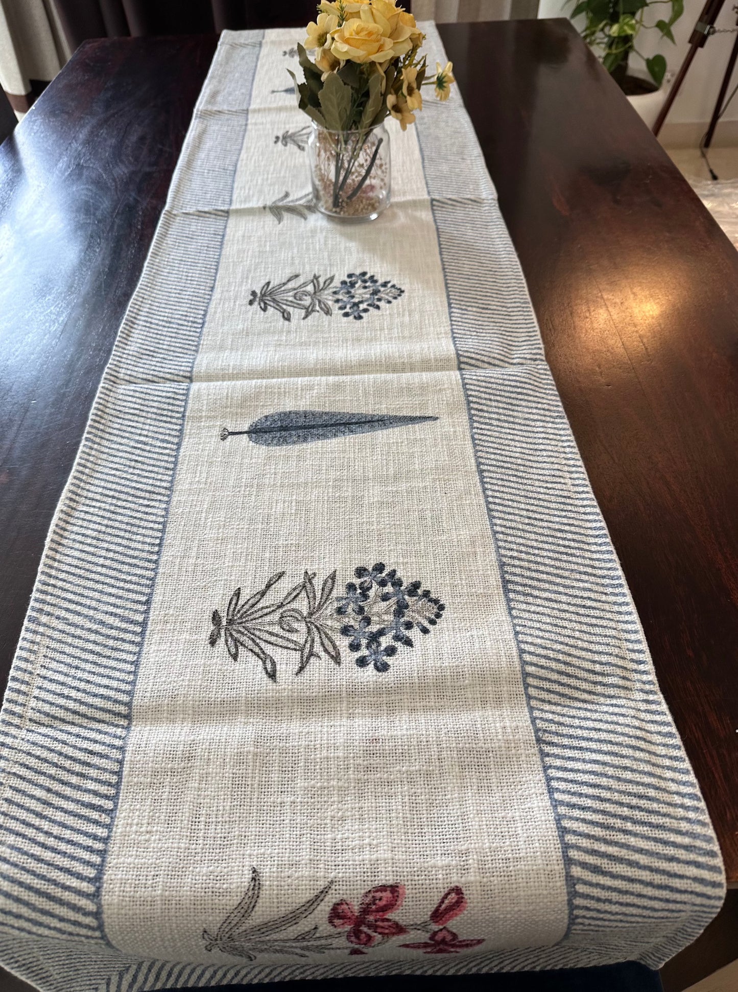 Berry Blue Linen Table Runner