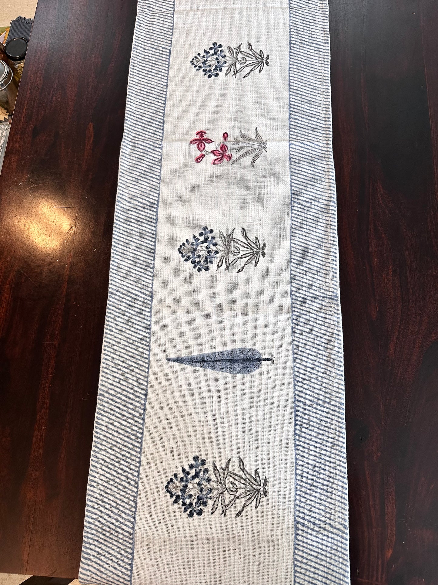 Berry Blue Linen Table Runner