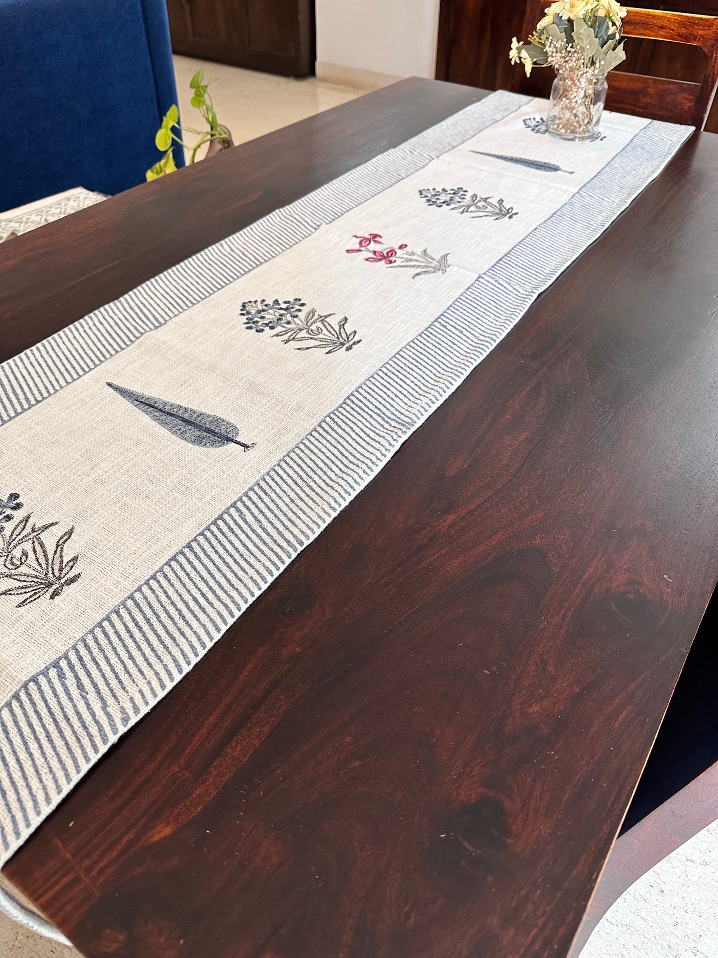Berry Blue Linen Table Runner