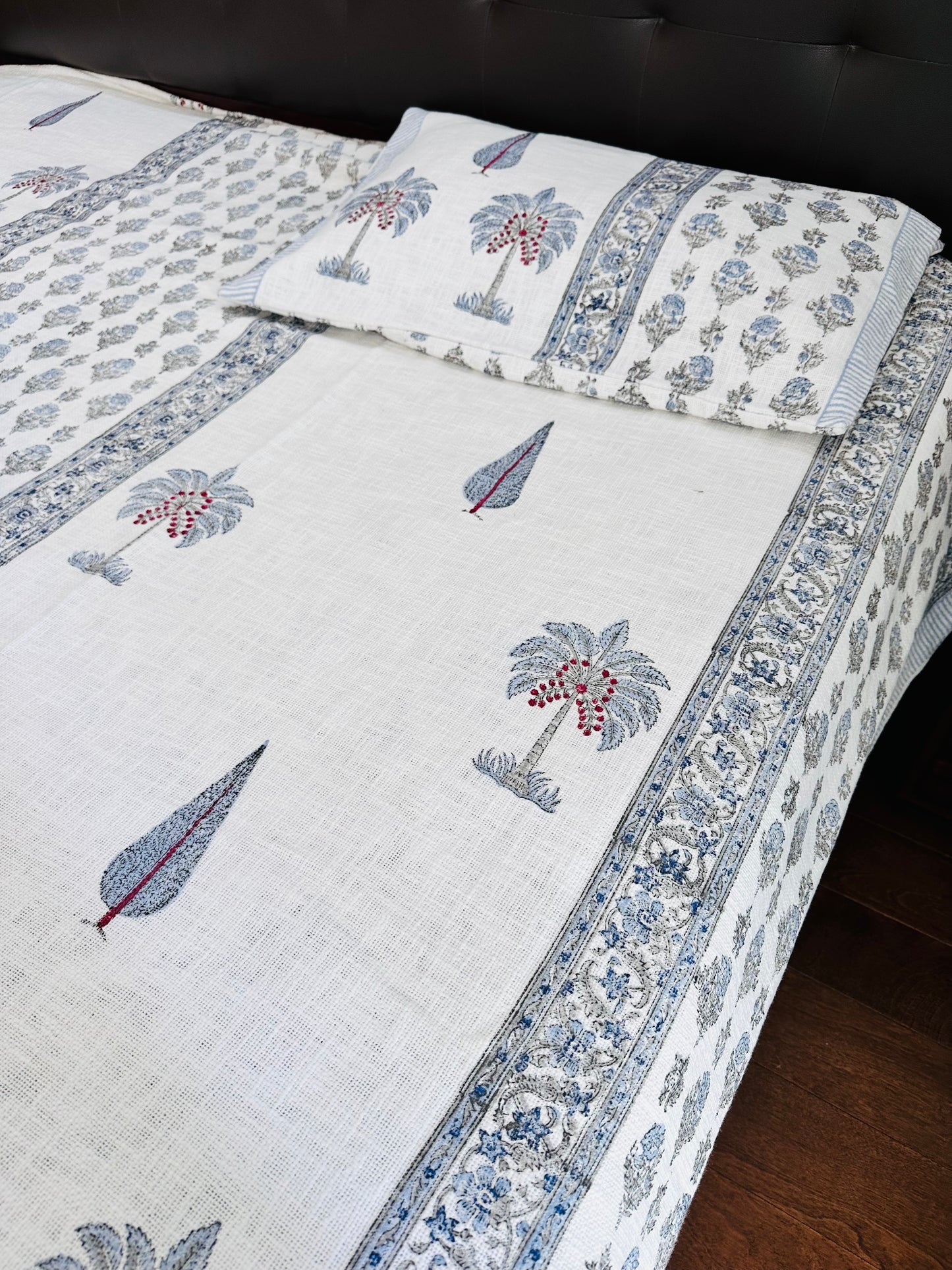 Aqua Palm Jute Bedcover