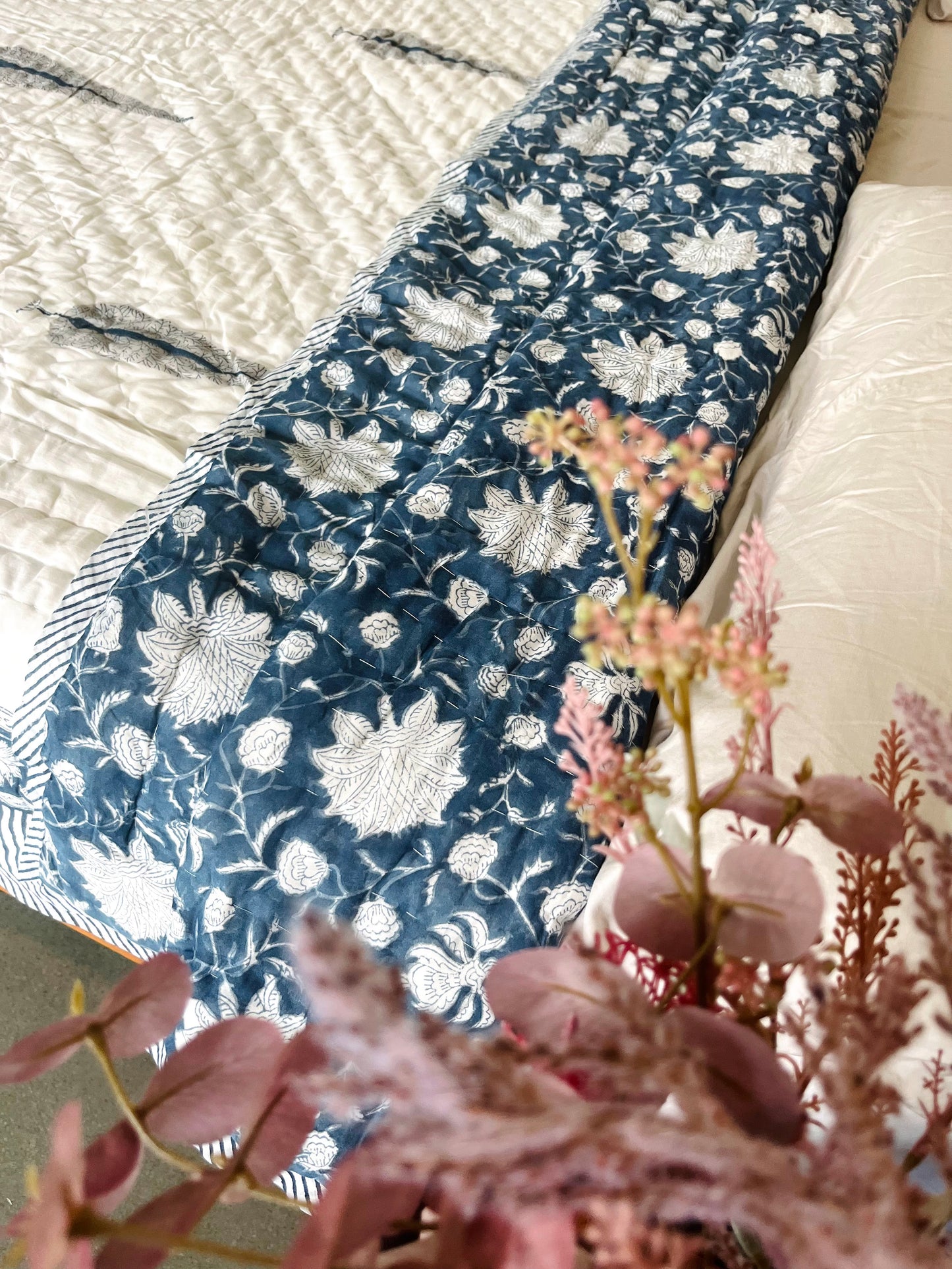 Blue Nazrana Reversible Cotton King Sized Quilt