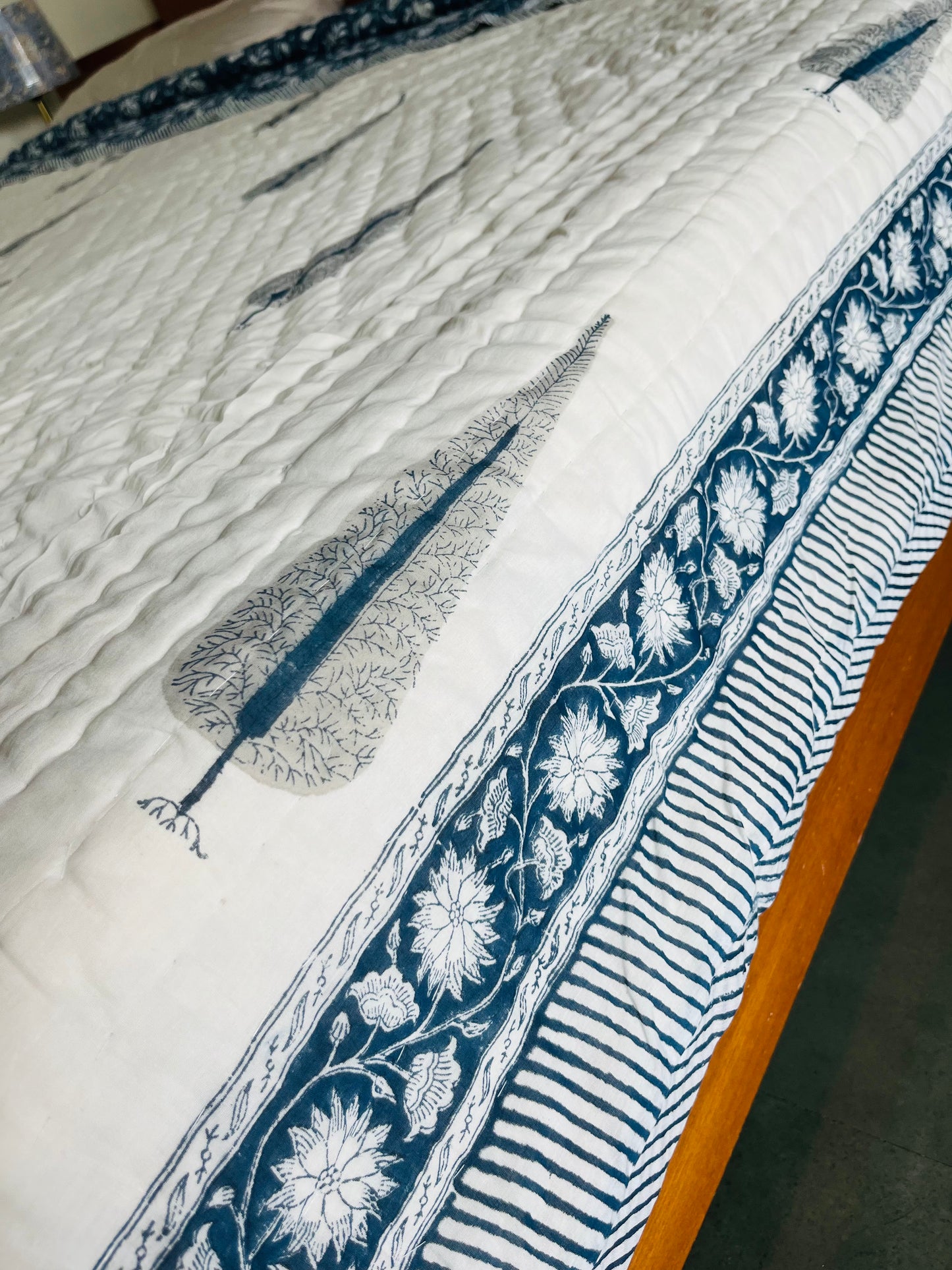 Blue Nazrana Reversible Cotton King Sized Quilt