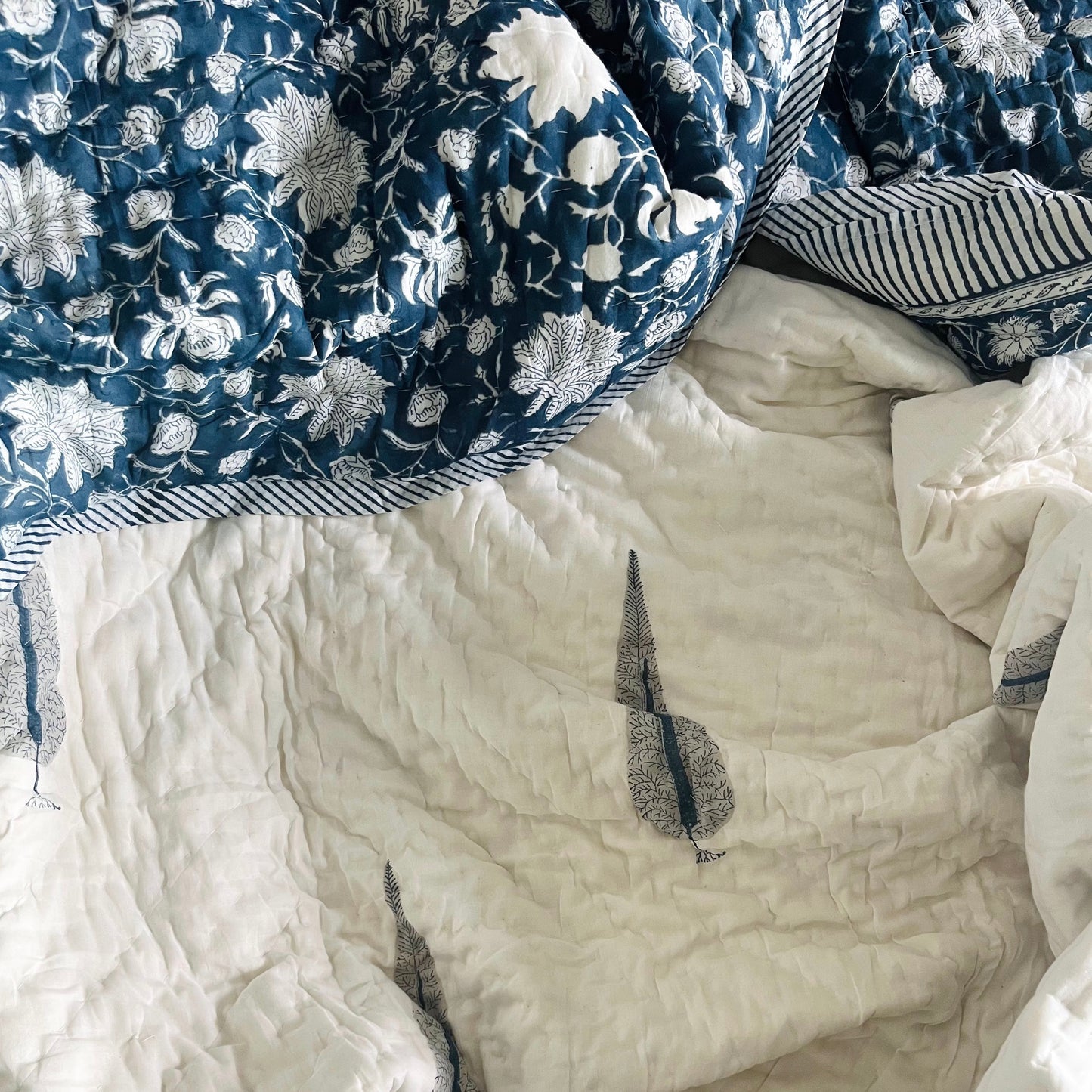 Blue Nazrana Reversible Cotton King Sized Quilt