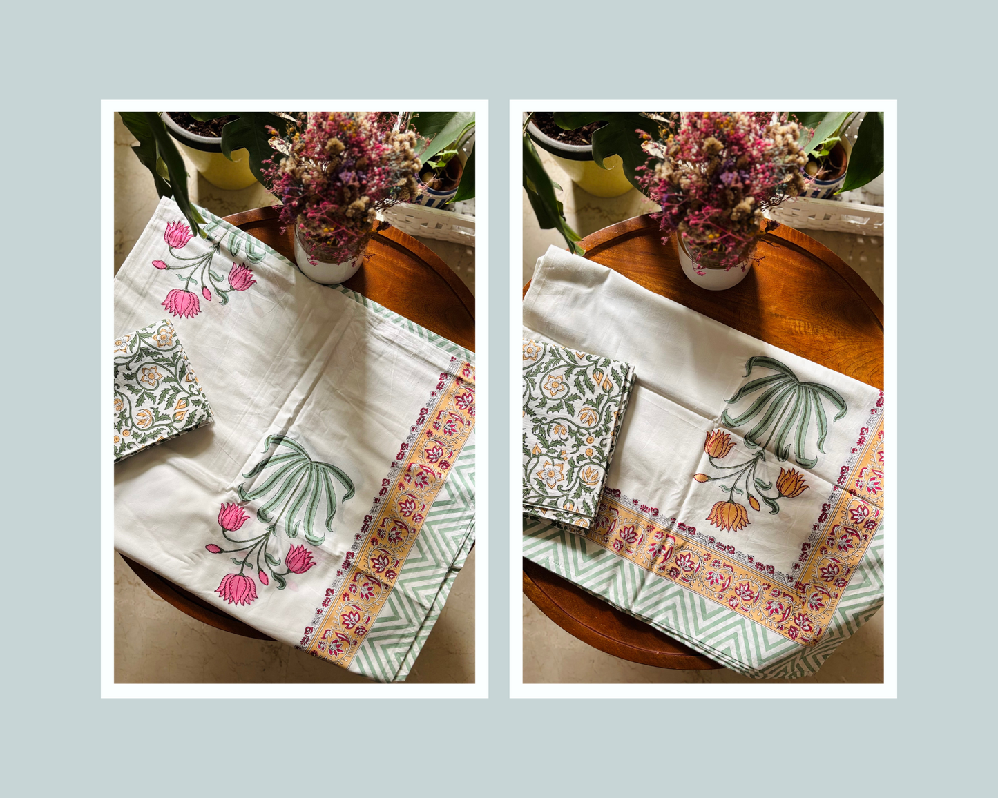 Fuschia and mustard floral Bedsheet
