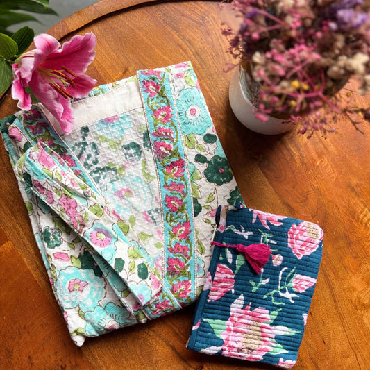 Anniversary Gift for her (Bathrobe & utility pouch)