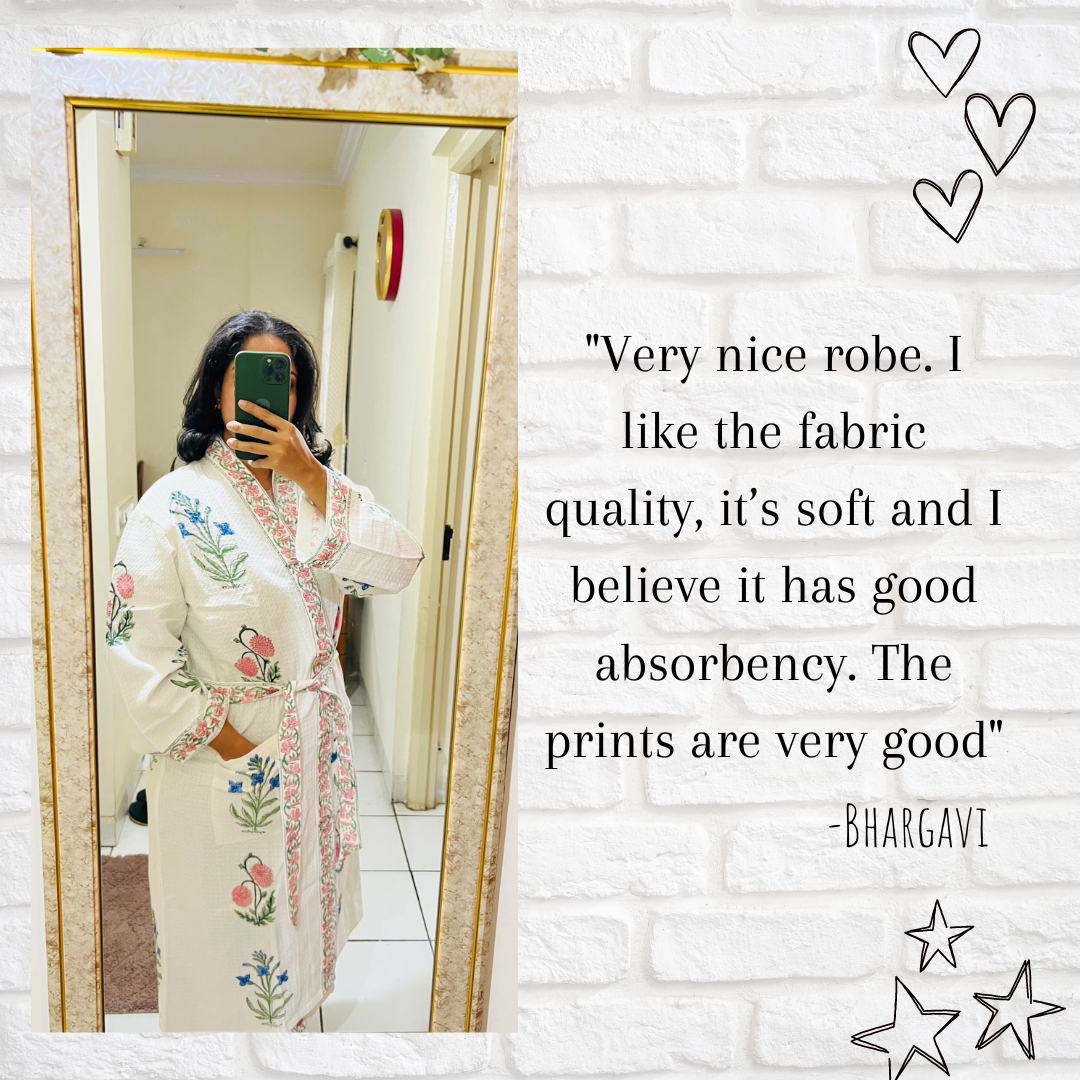 Peony Paradise Waffle Cotton Bathrobe