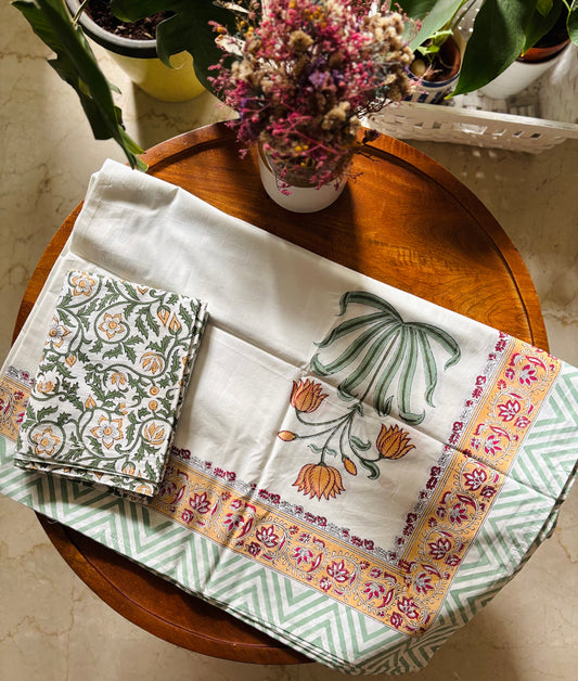 Fuschia and mustard floral Bedsheet