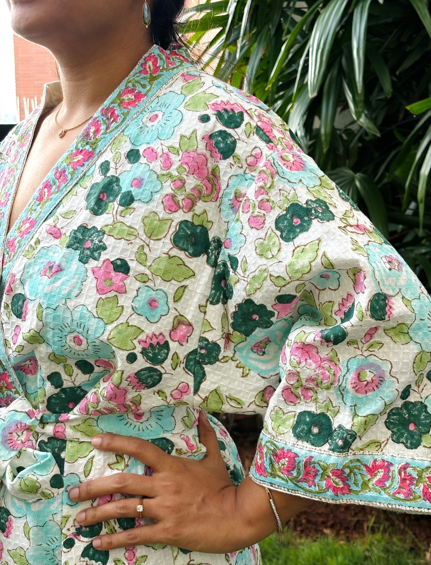 Floral frenzy Waffle Cotton Bathrobe