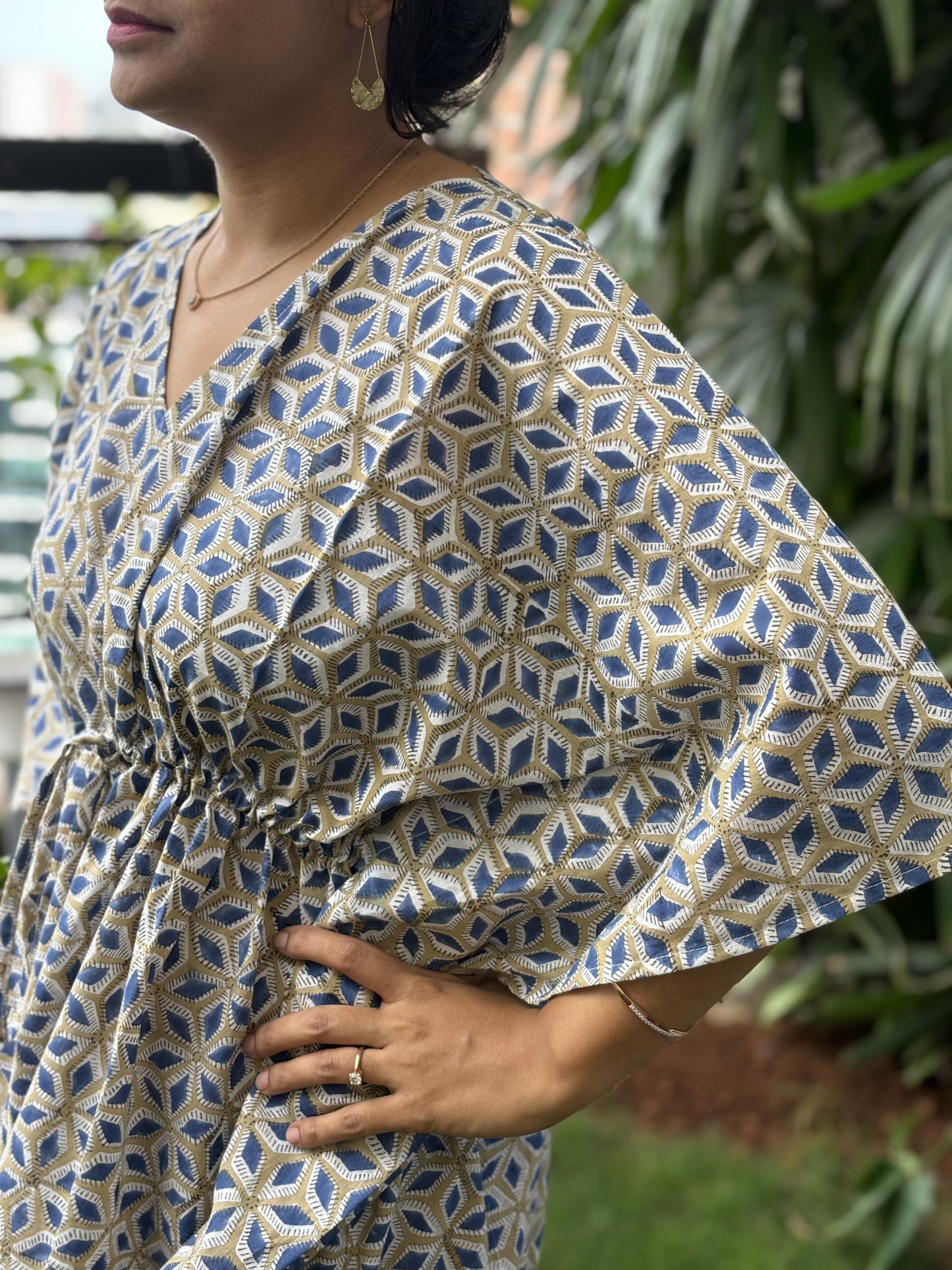 Slate Blue Harmony Handblock Printed Kaftan