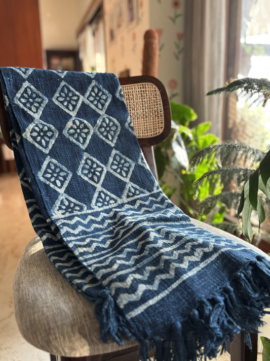 Indigo Whimsical Sofa Throw