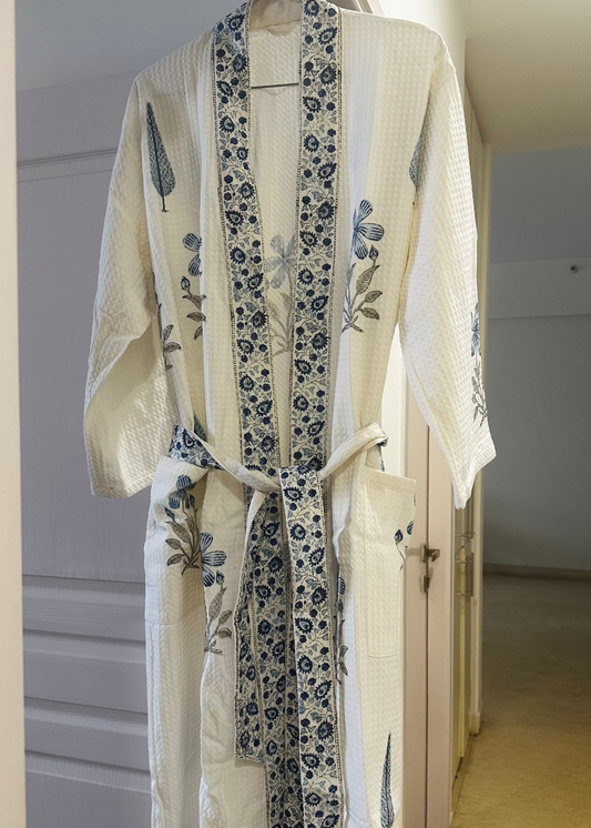 Morning Dew Floral Waffle Cotton Bathrobe