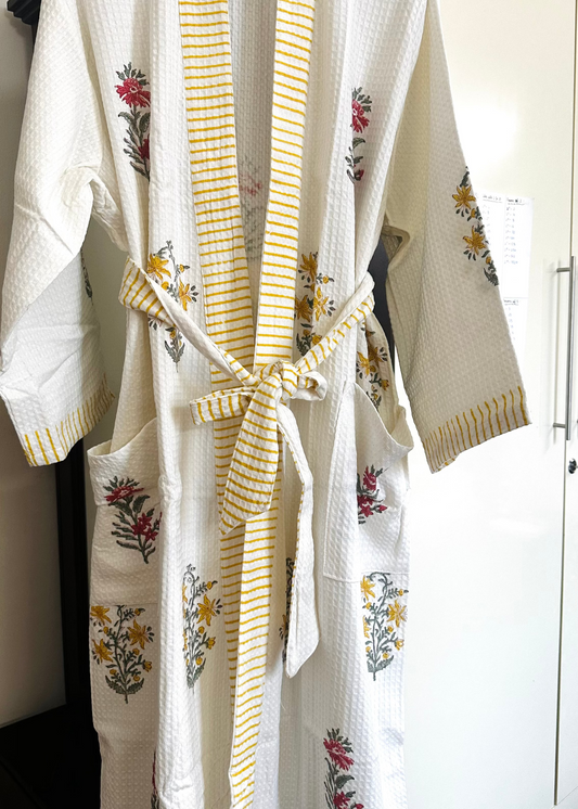 Sunshine Meadow Waffle Cotton Bathrobe