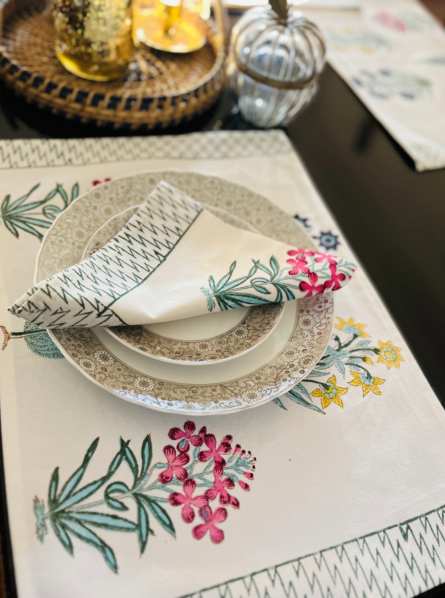 Floral Harmony Table Mats & Napkins - Set of 6