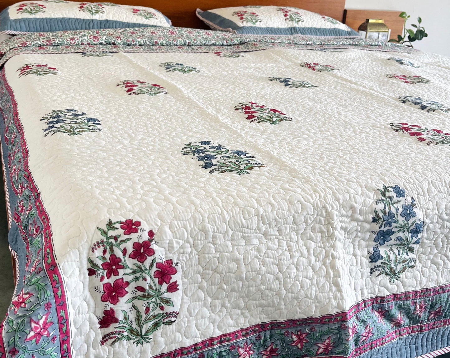 Garden of Blooms Reversible Quilted Bedcover