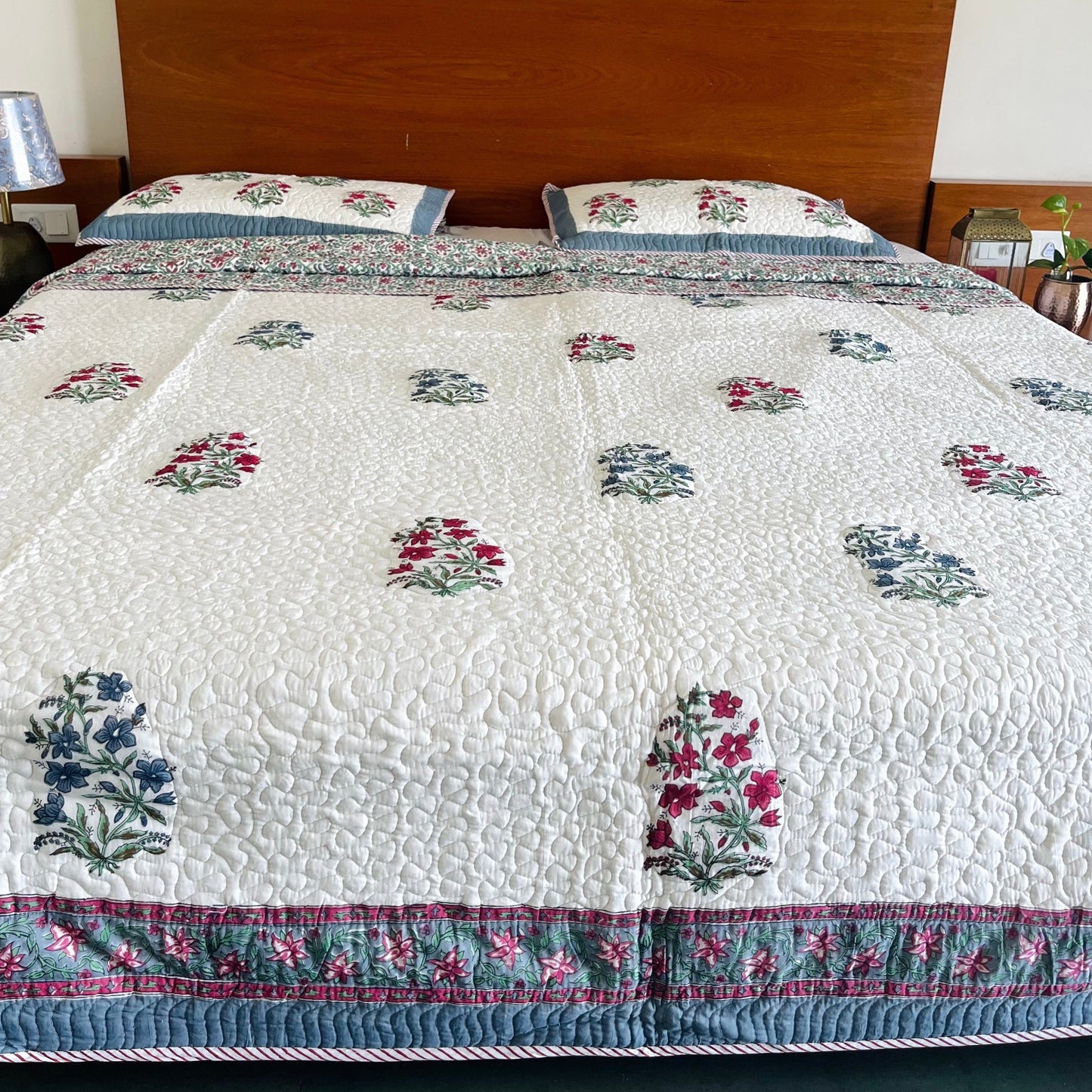 Garden of Blooms Reversible Quilted Bedcover