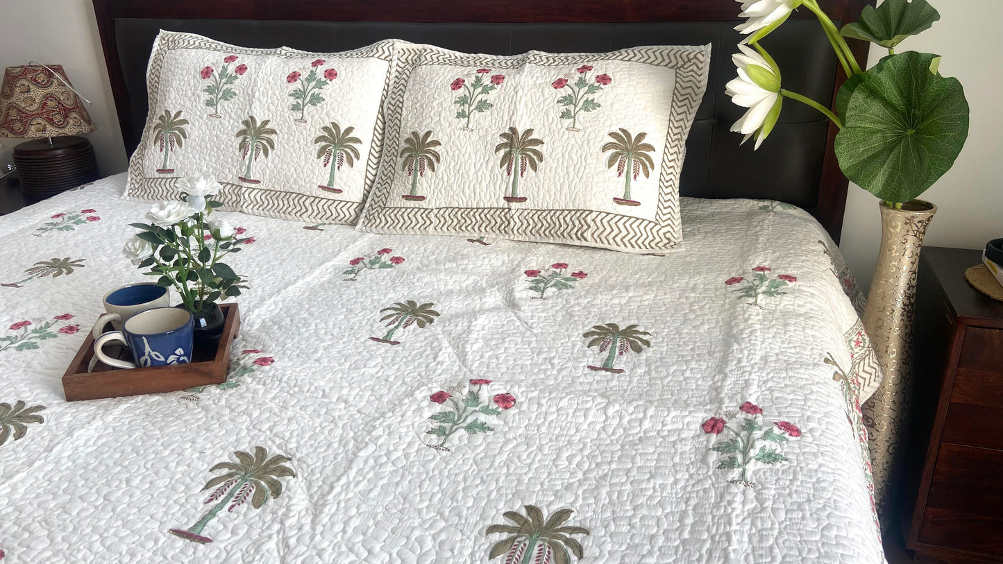 Palm Quilted Bedcover