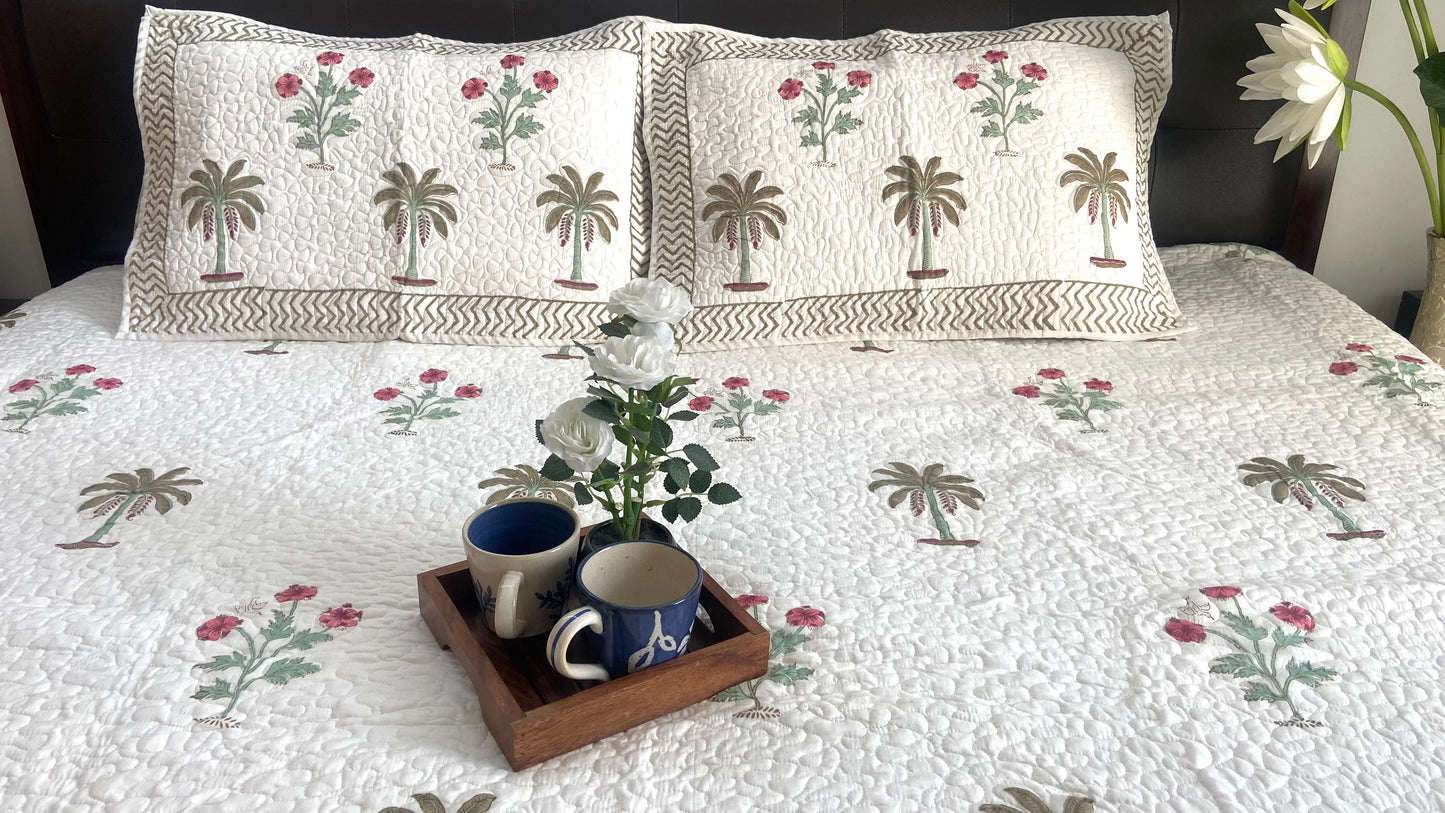 Palm Quilted Bedcover