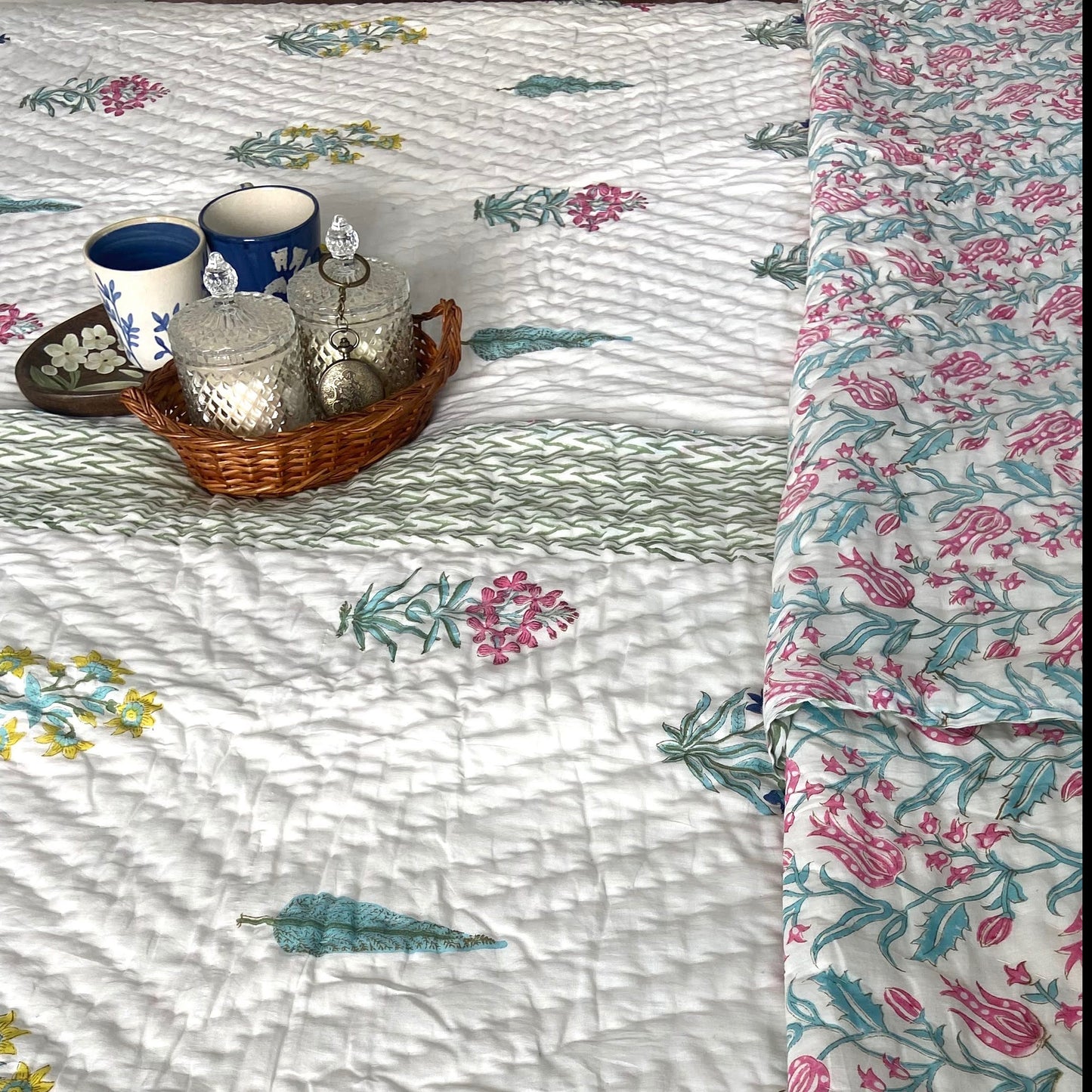 Blossom Breeze Reversible Single Bed Quilt