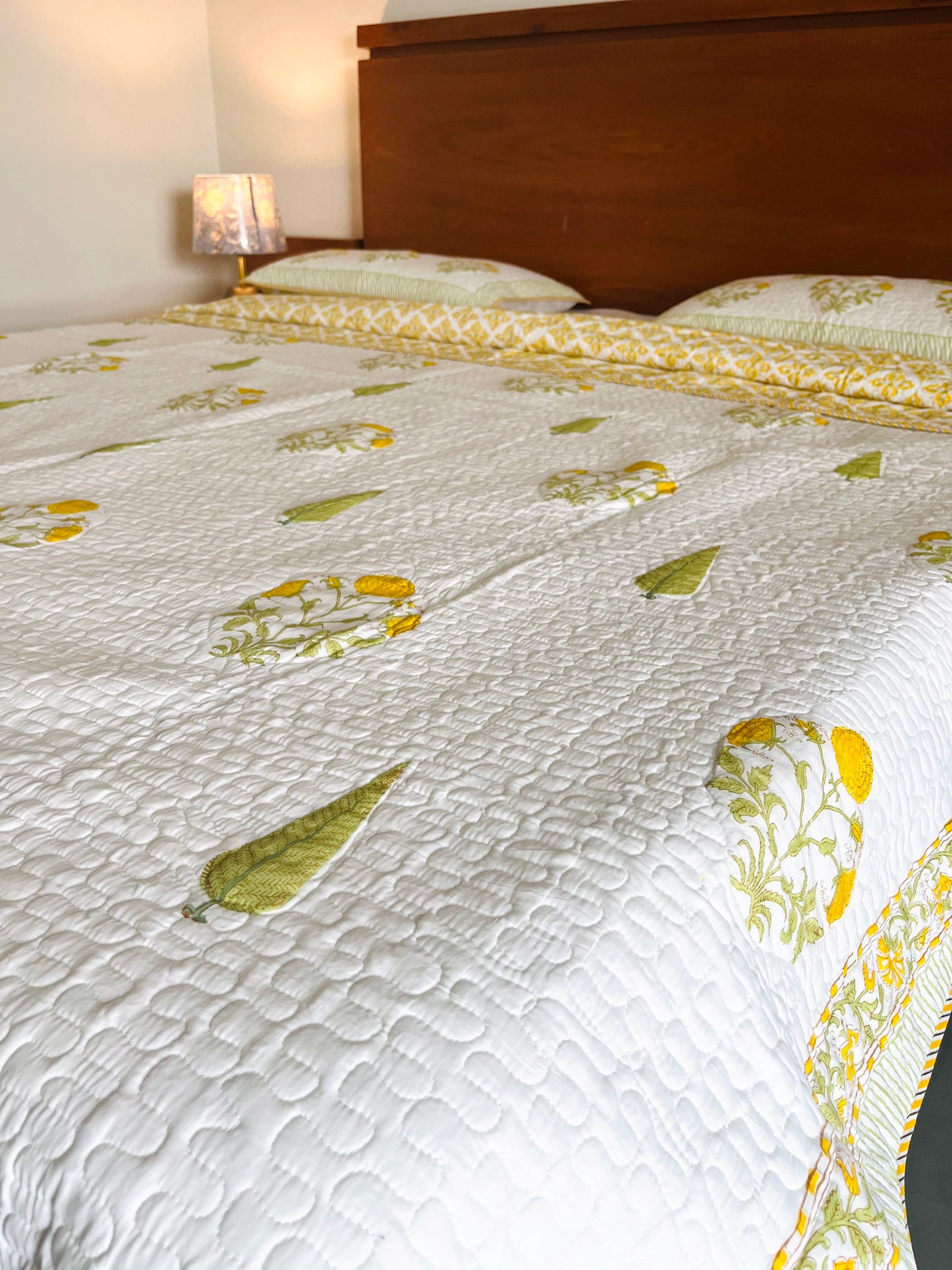 Yellow Meraki Reversible Quilted Bedcover