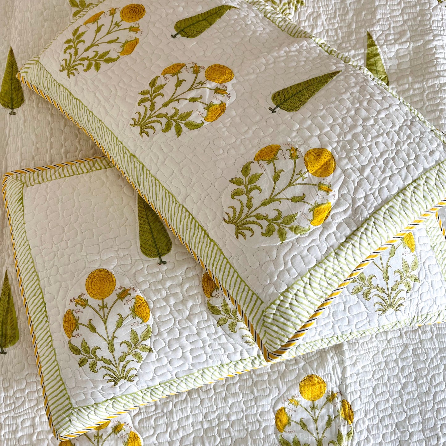 Yellow Meraki Reversible Quilted Bedcover